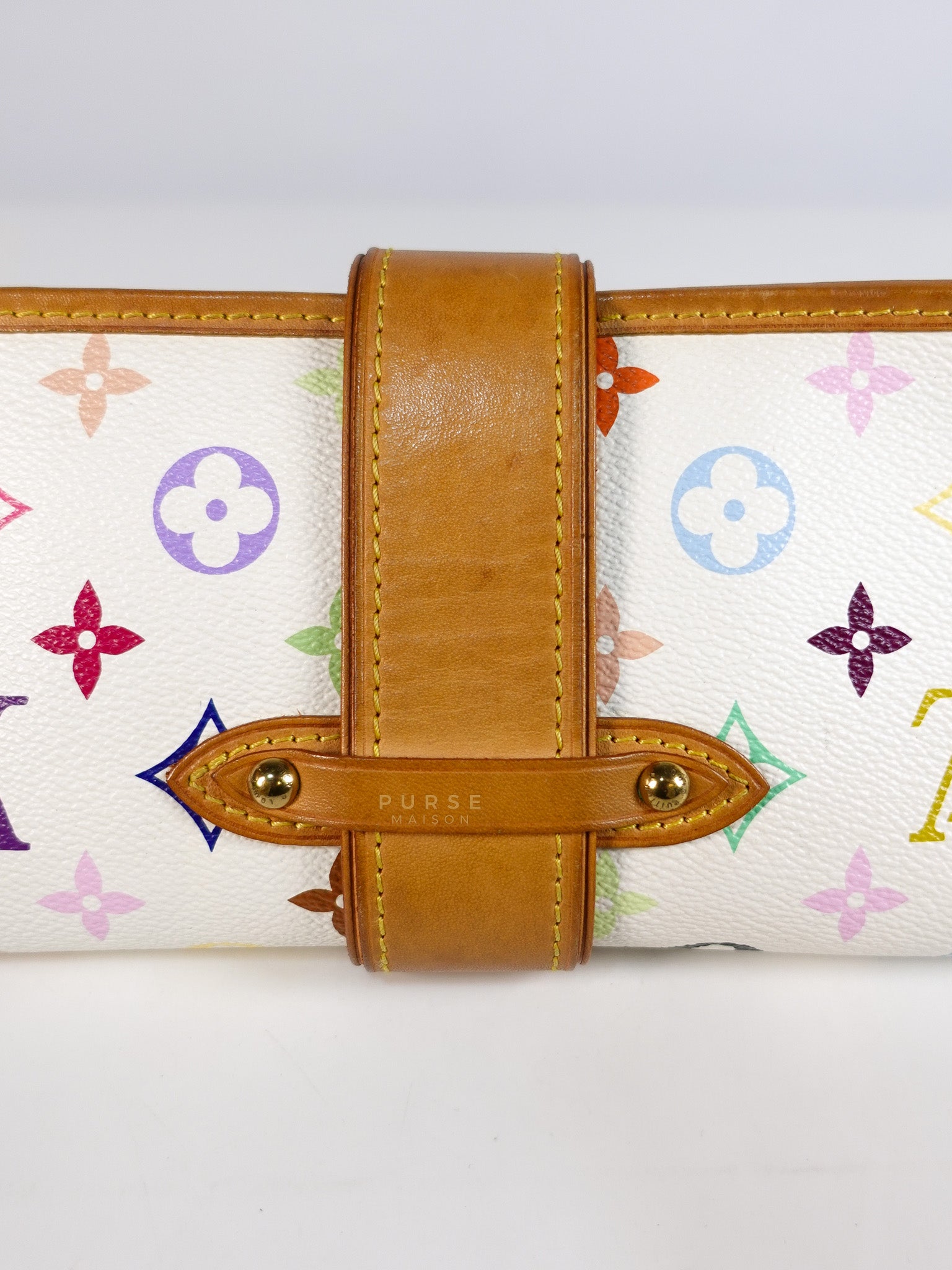 Shirley Clutch Shoulder Bag in White Multicolor Monogram Canvas (Date Code: MI0025) | Purse Maison Luxury Bags Shop