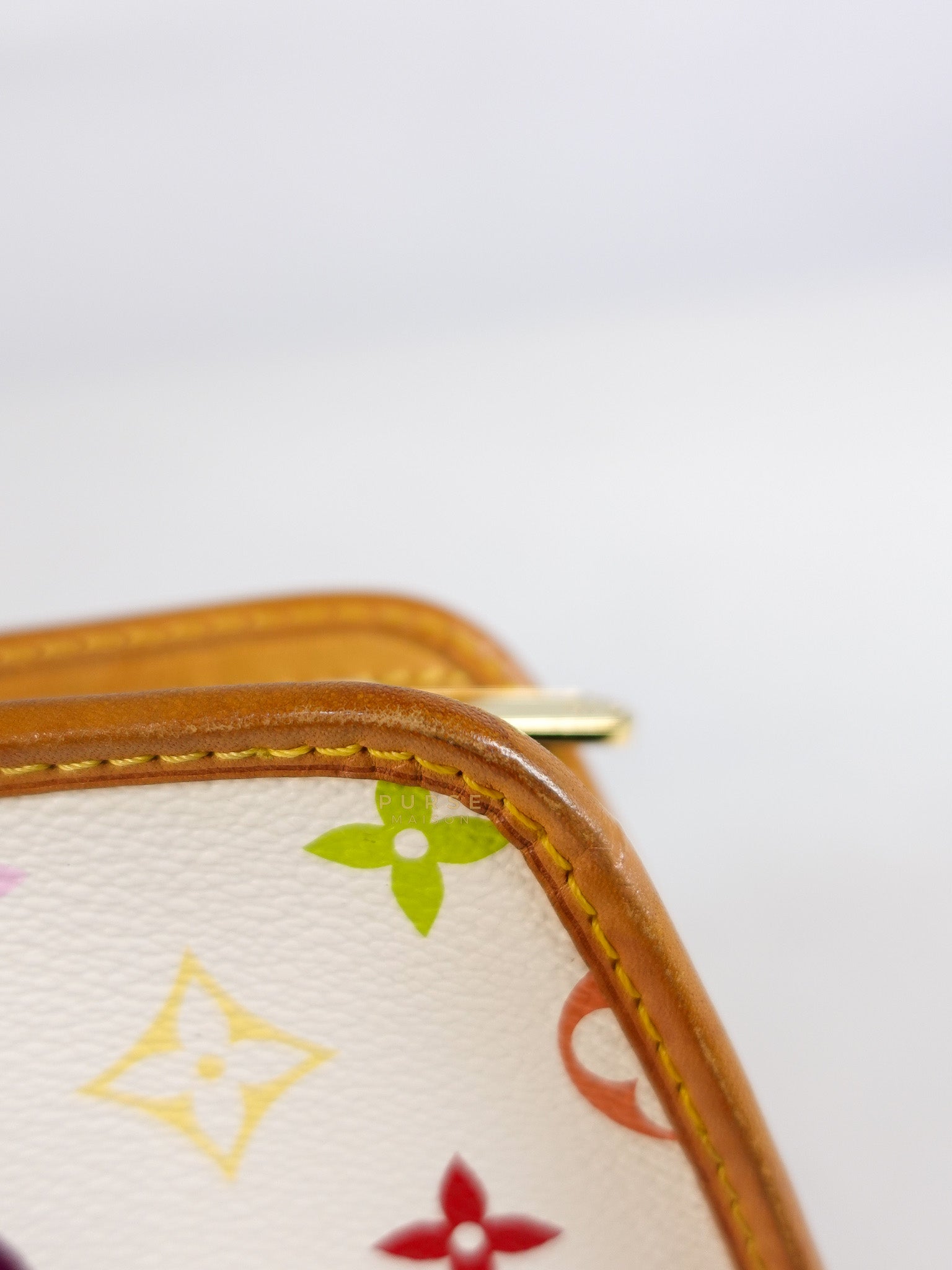 Shirley Clutch Shoulder Bag in White Multicolor Monogram Canvas (Date Code: MI0025) | Purse Maison Luxury Bags Shop