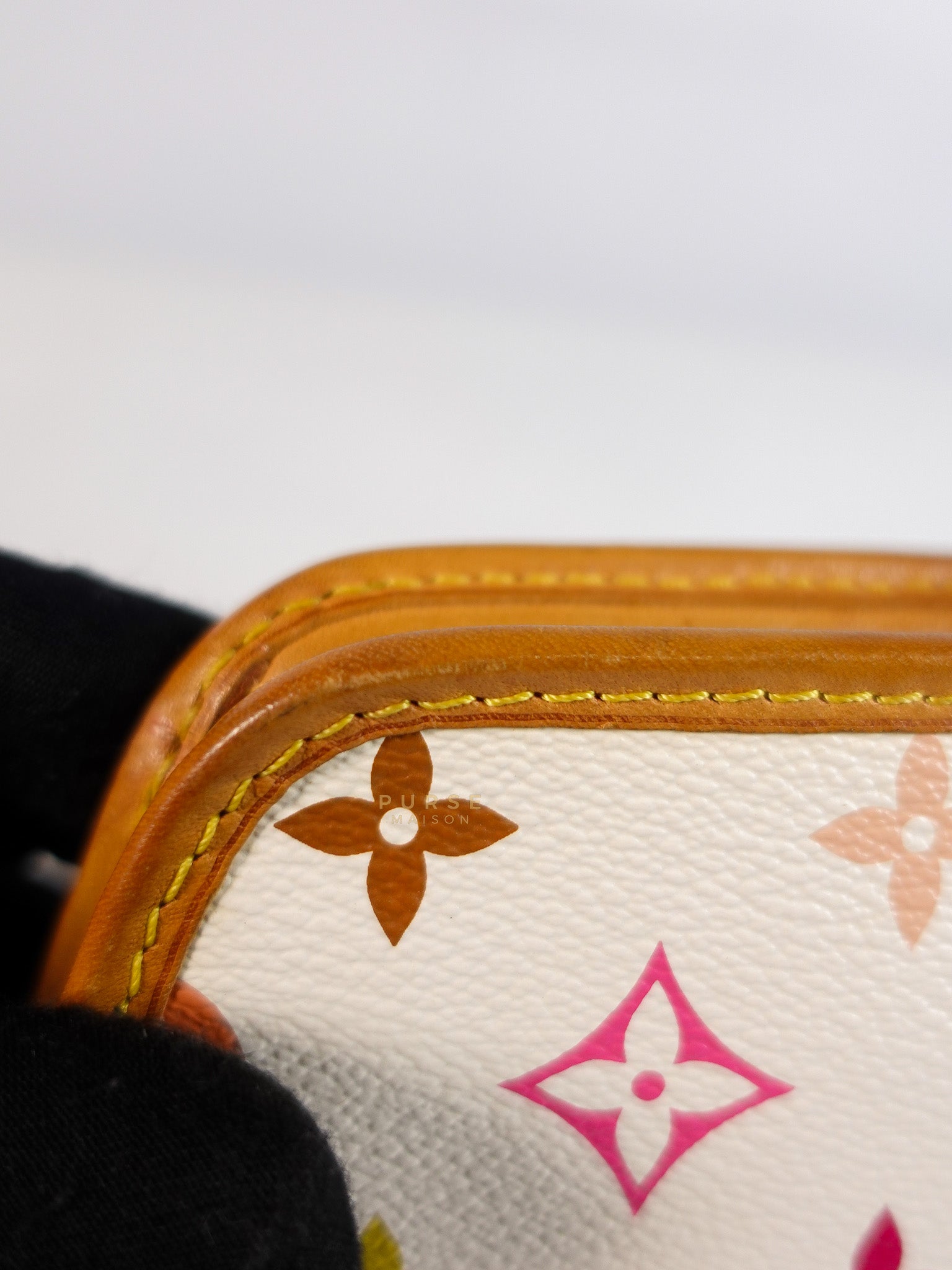 Shirley Clutch Shoulder Bag in White Multicolor Monogram Canvas (Date Code: MI0025) | Purse Maison Luxury Bags Shop