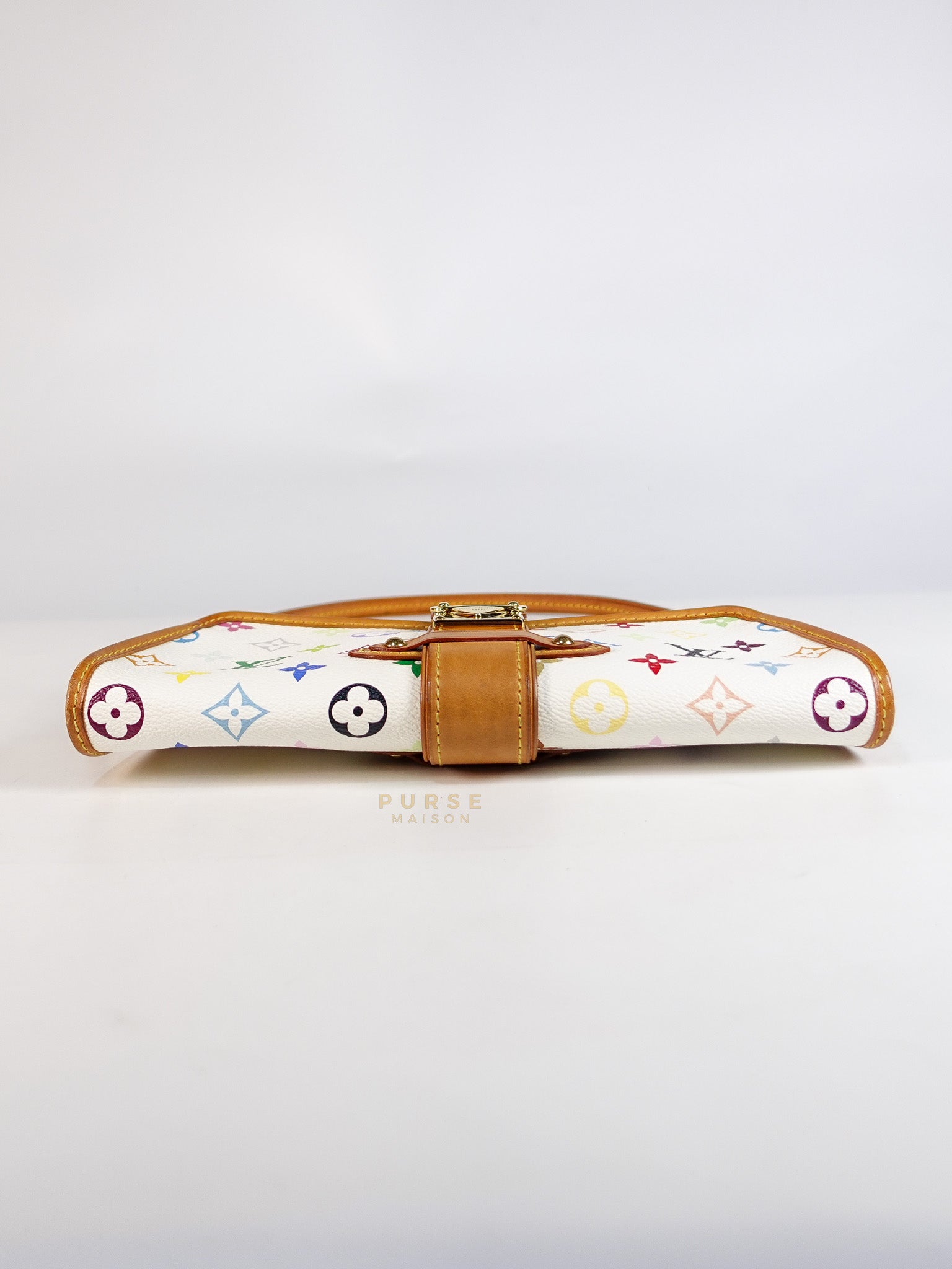 Shirley Clutch Shoulder Bag in White Multicolor Monogram Canvas (Date Code: MI0025) | Purse Maison Luxury Bags Shop