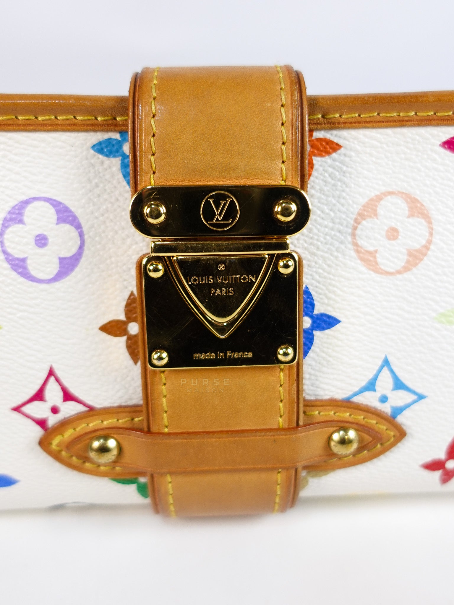 Shirley Clutch Shoulder Bag in White Multicolor Monogram Canvas (Date Code: MI0025) | Purse Maison Luxury Bags Shop