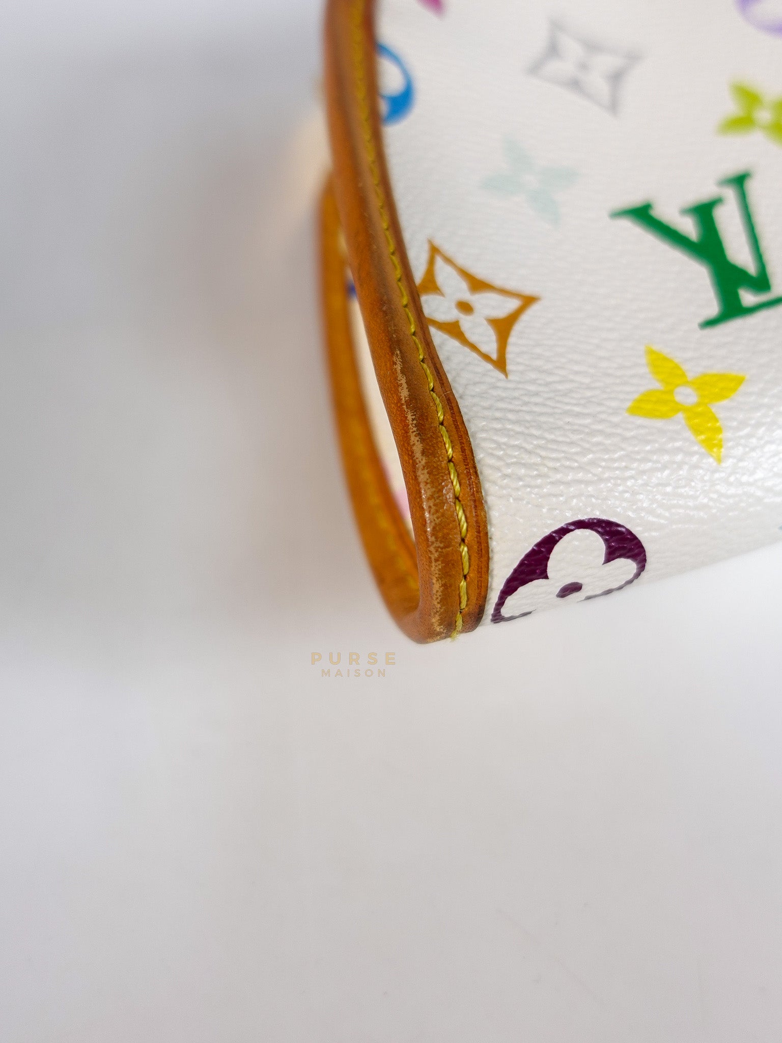 Shirley Clutch Shoulder Bag in White Multicolor Monogram Canvas (Date Code: MI0025) | Purse Maison Luxury Bags Shop