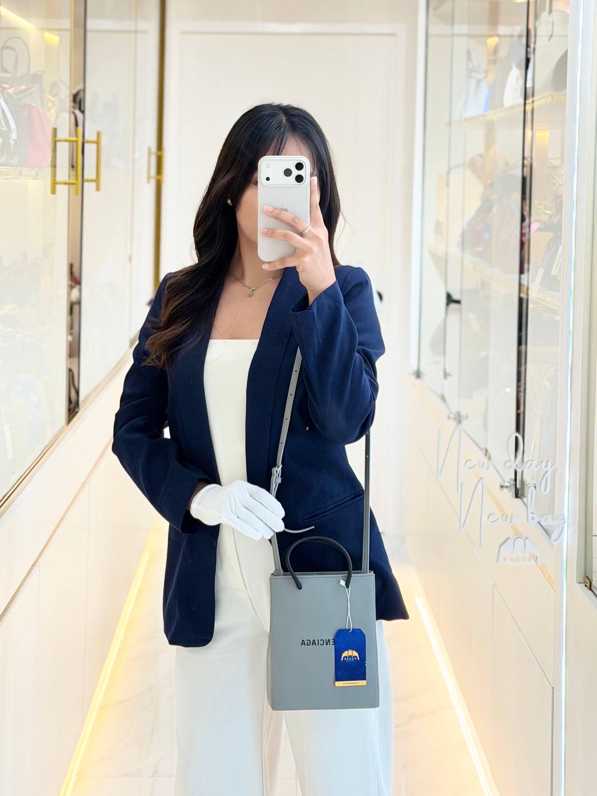 Shopping Phone Holder Bag Medium in Gray | Purse Maison Luxury Bags Shop