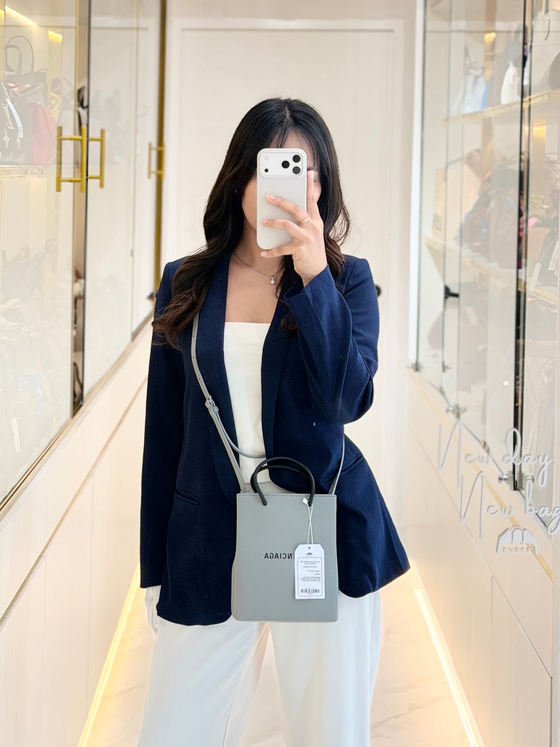 Shopping Phone Holder Bag Medium in Gray | Purse Maison Luxury Bags Shop