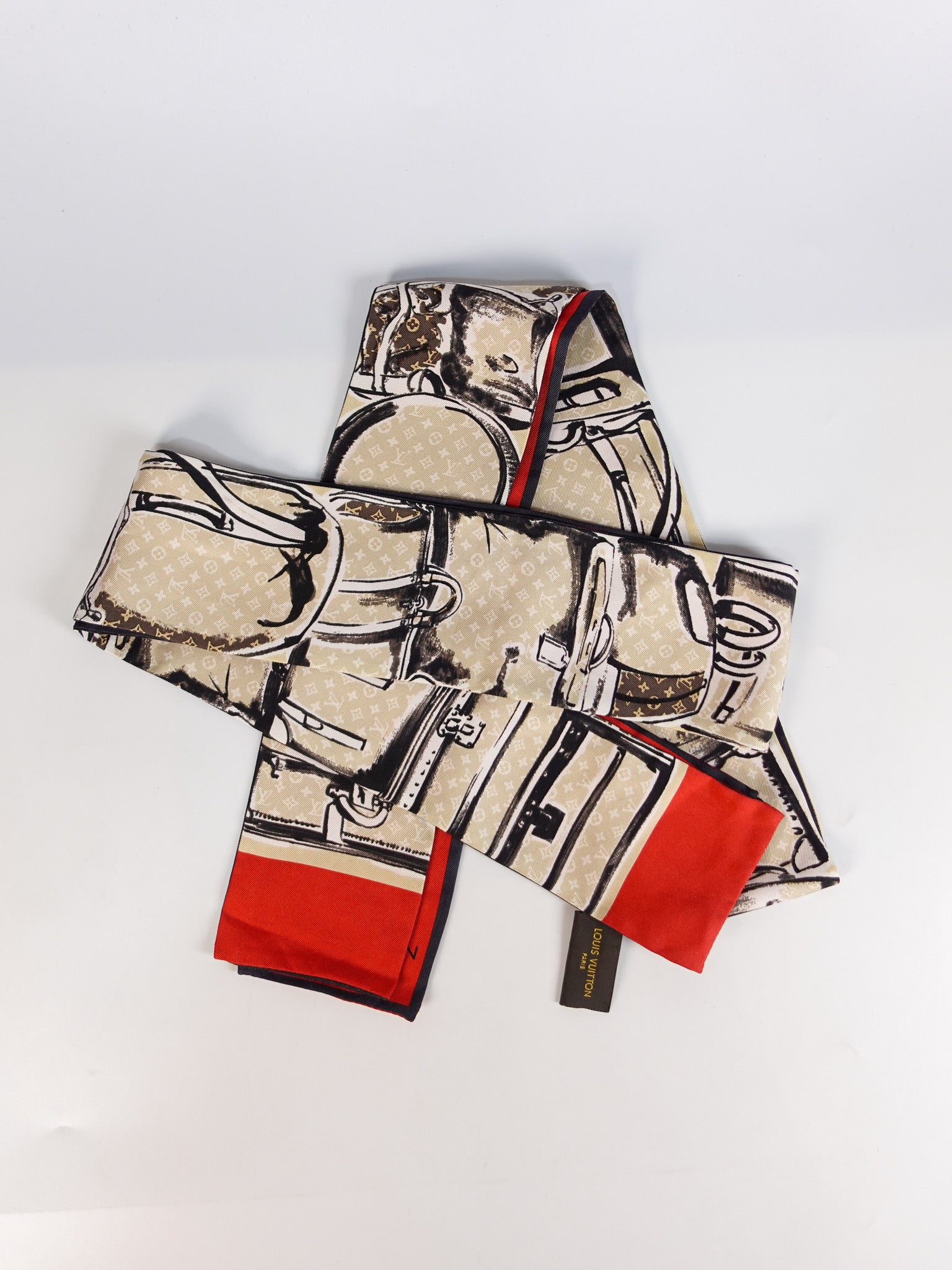 Silk Monogram Trunks Bandeau – Brown | Purse Maison Luxury Bags Shop