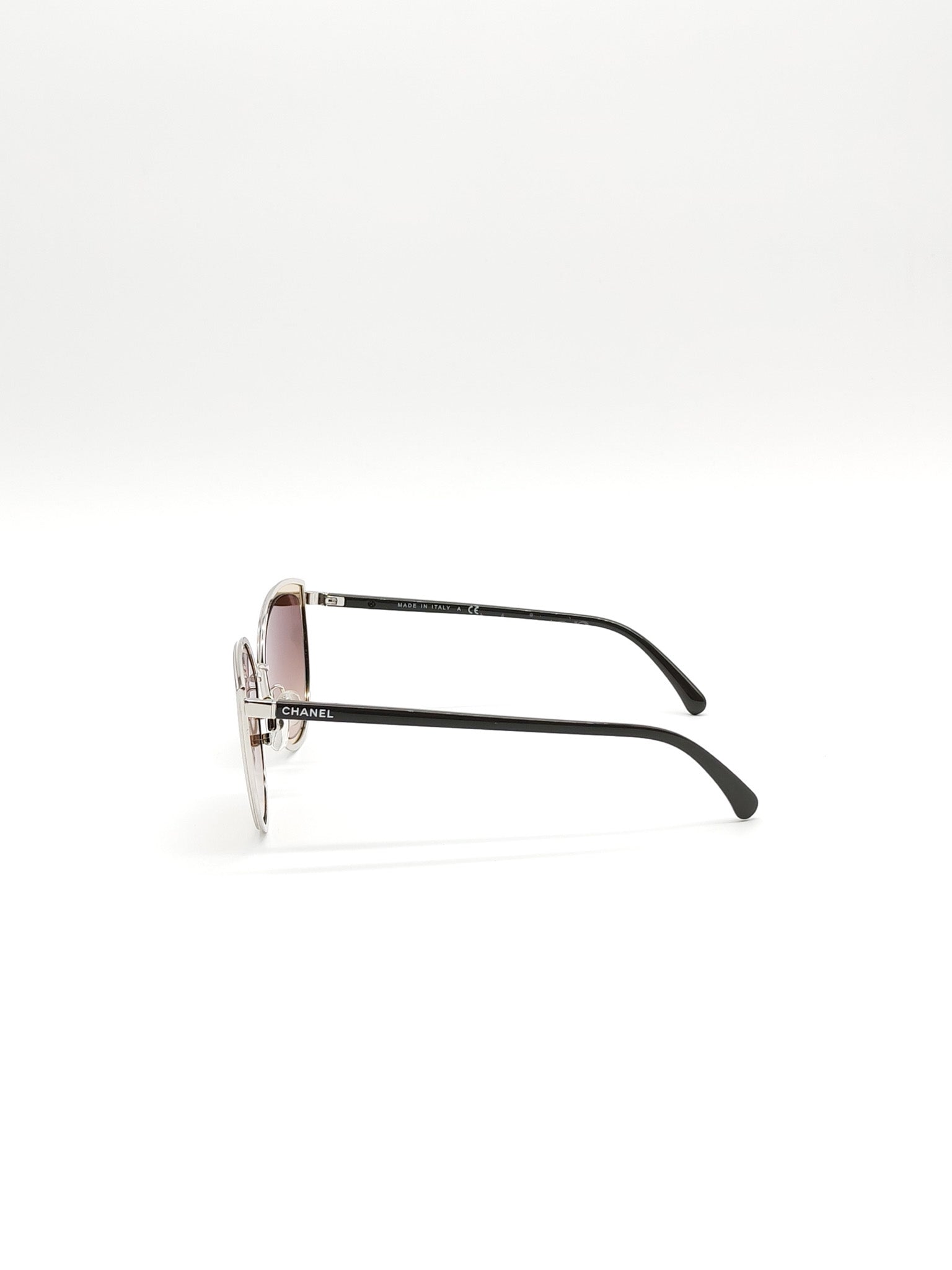 Silver Metal Cat-Eye Sunglasses 4222 | Purse Maison Luxury Bags Shop