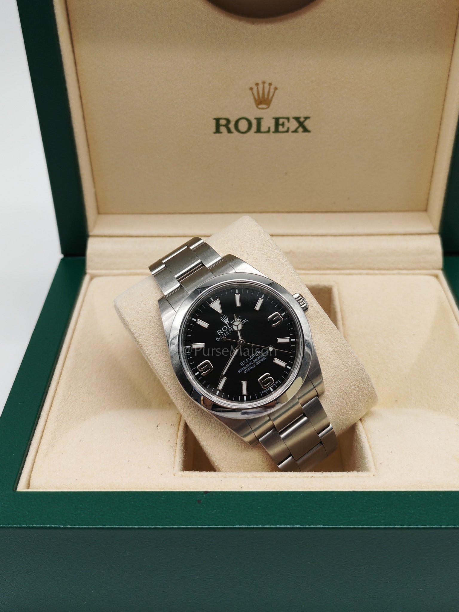 Explorer 39mm Reference 214270 in Silver Oyster Perpetual & Black Dial
