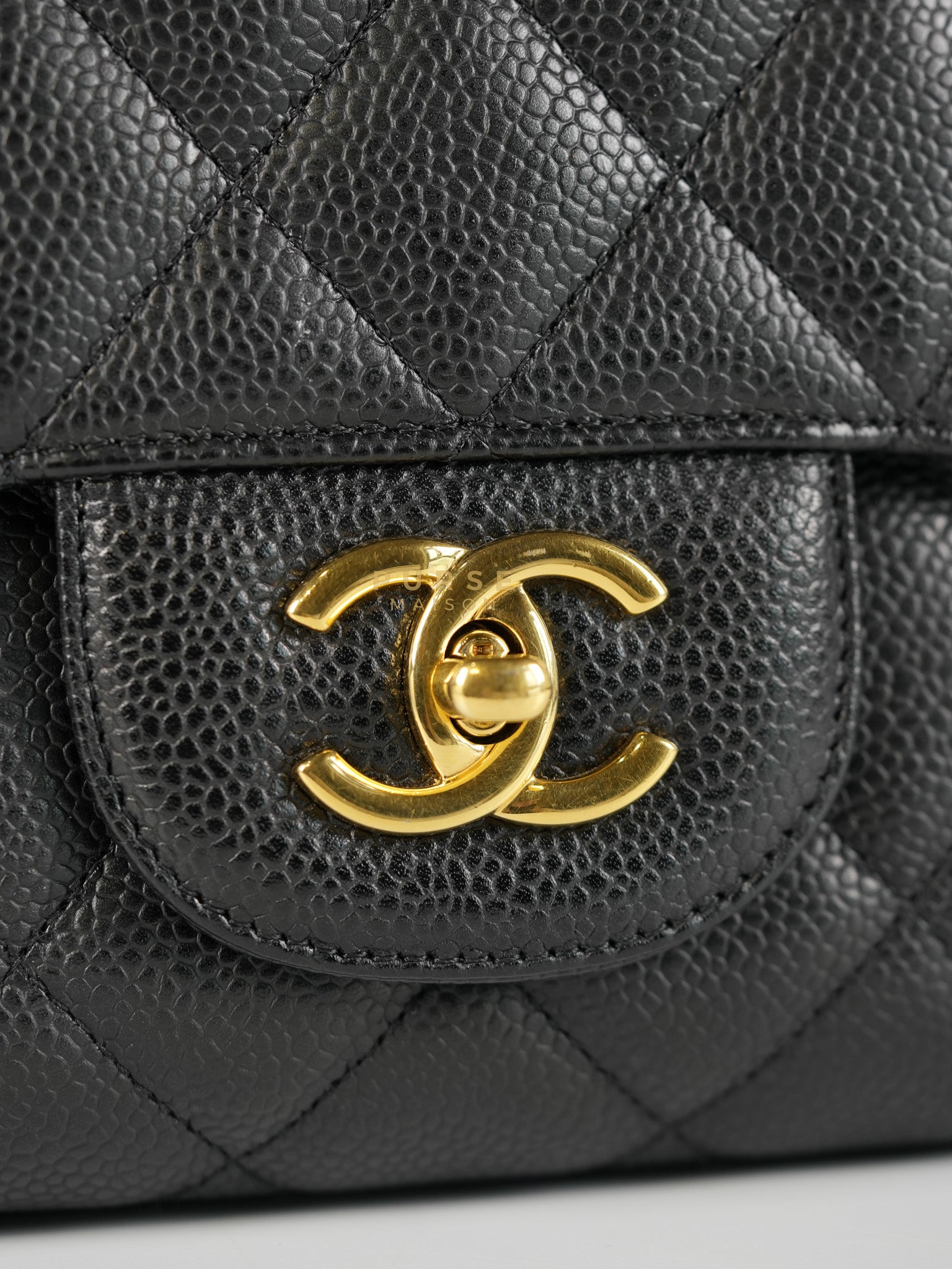 Single Flap Maxi Bag in Black Caviar Leather Gold Hardware Series 13) | Purse Maison Luxury Bags Shop