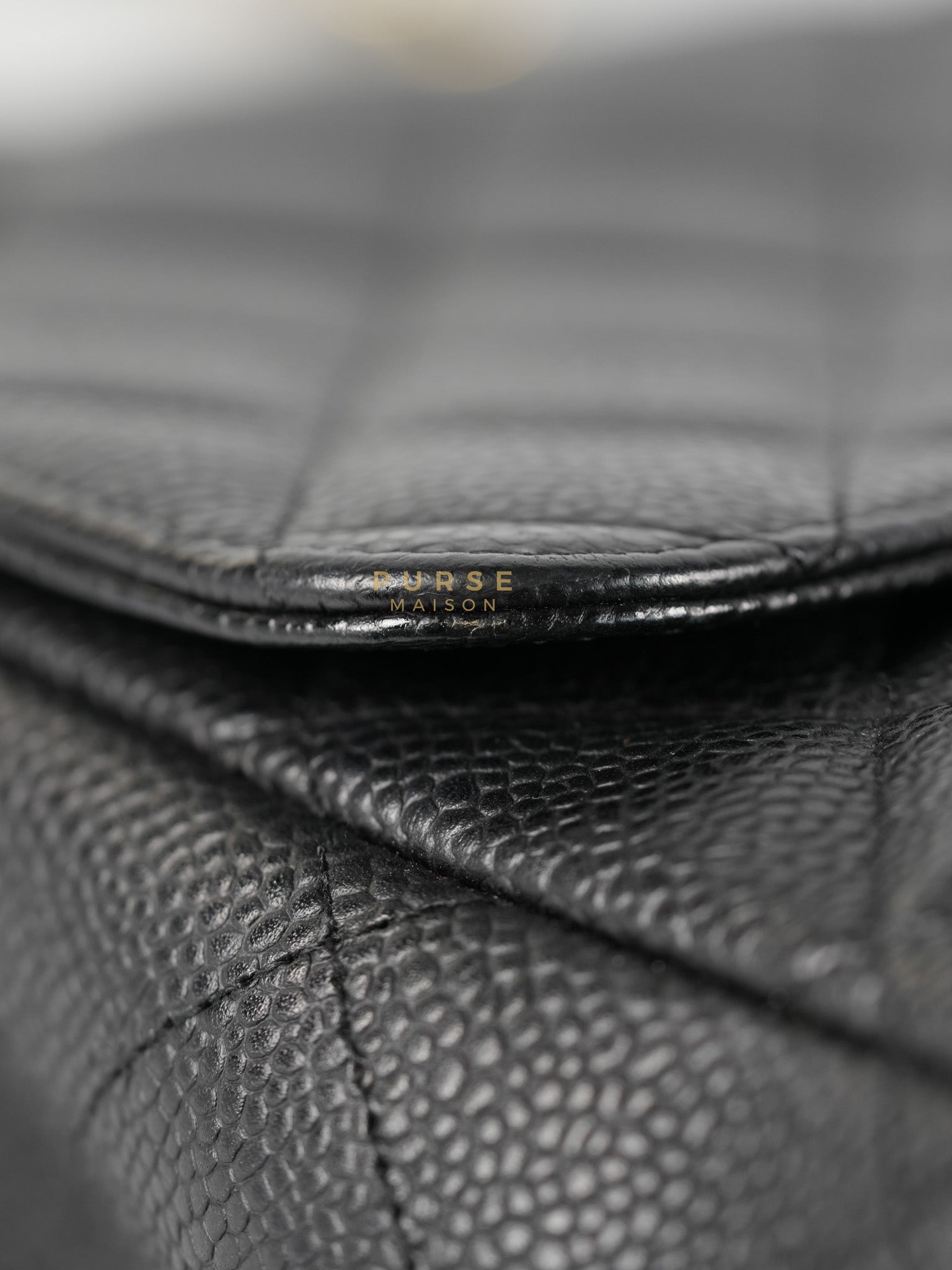 Single Flap Maxi Bag in Black Caviar Leather Gold Hardware Series 13) | Purse Maison Luxury Bags Shop