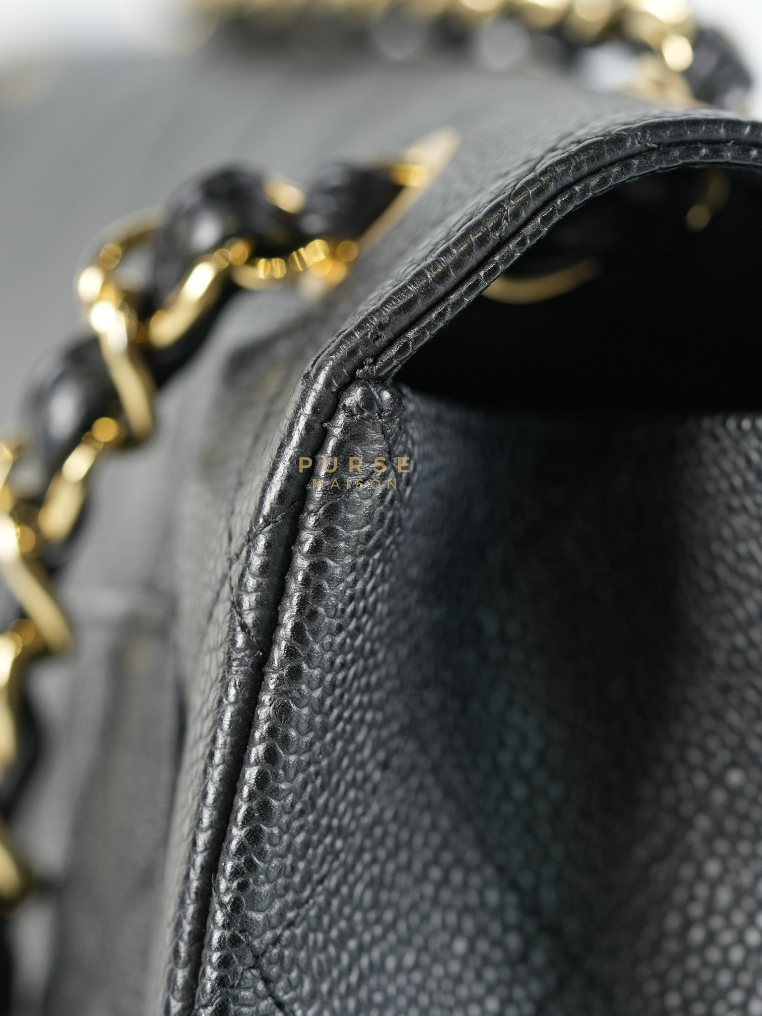 Single Flap Maxi Bag in Black Caviar Leather Gold Hardware Series 13) | Purse Maison Luxury Bags Shop