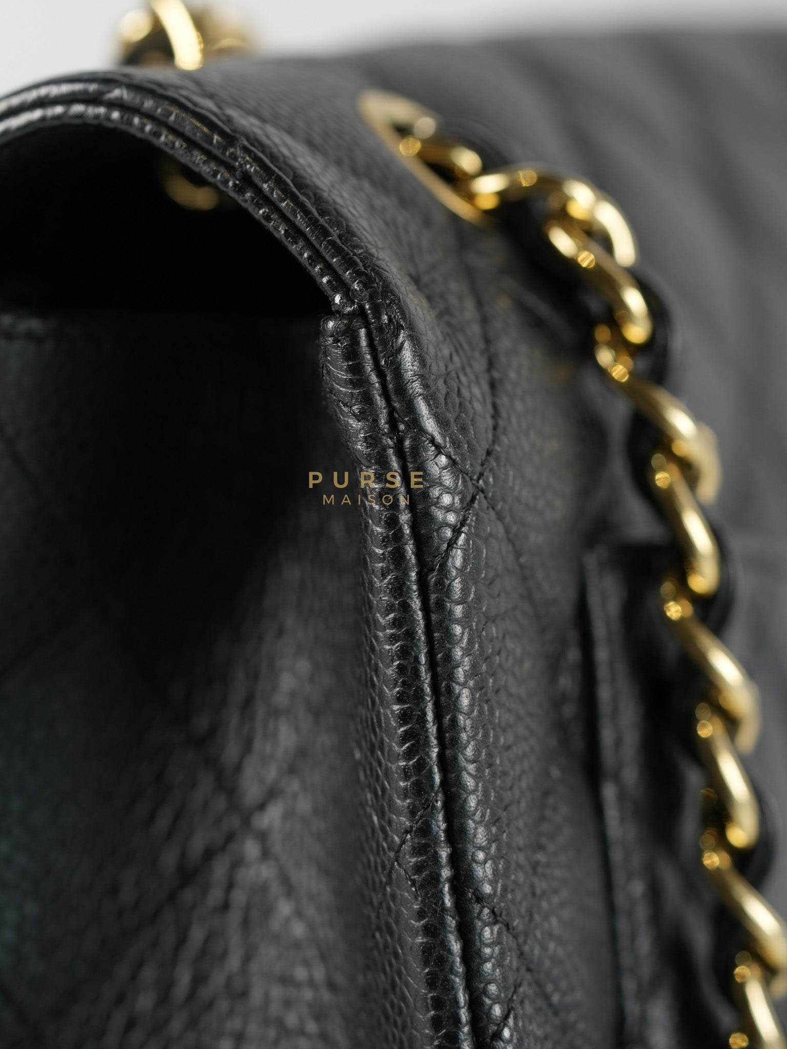 Single Flap Maxi Bag in Black Caviar Leather Gold Hardware Series 13) | Purse Maison Luxury Bags Shop