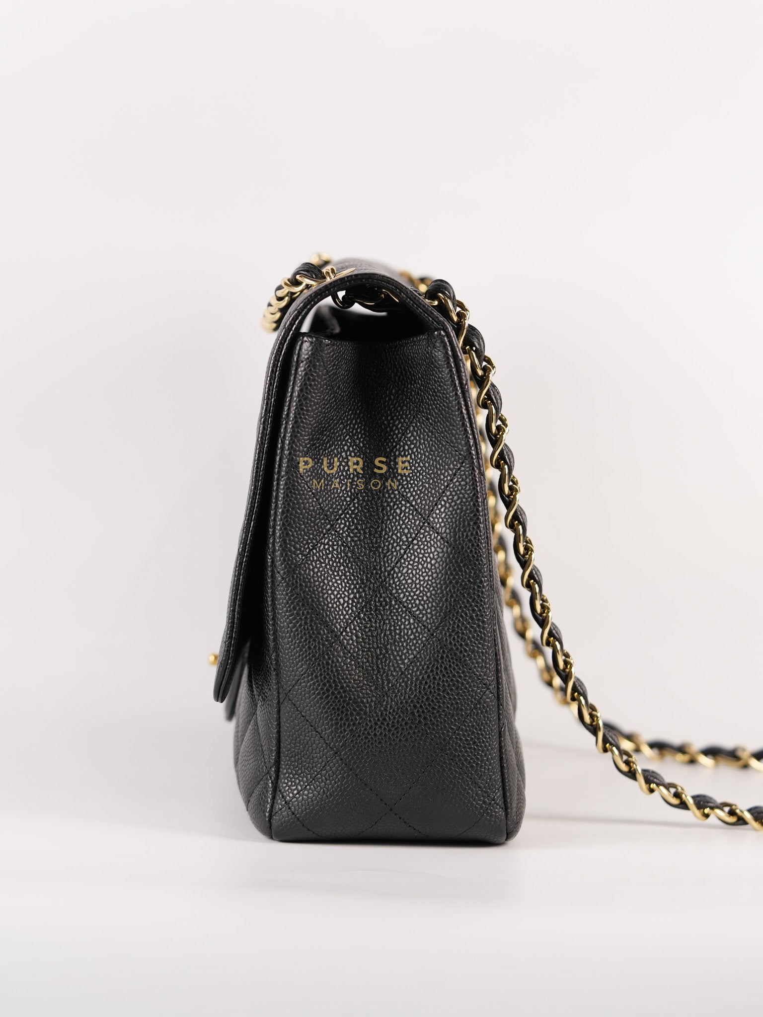 Single Flap Maxi Bag in Black Caviar Leather Gold Hardware Series 13) | Purse Maison Luxury Bags Shop