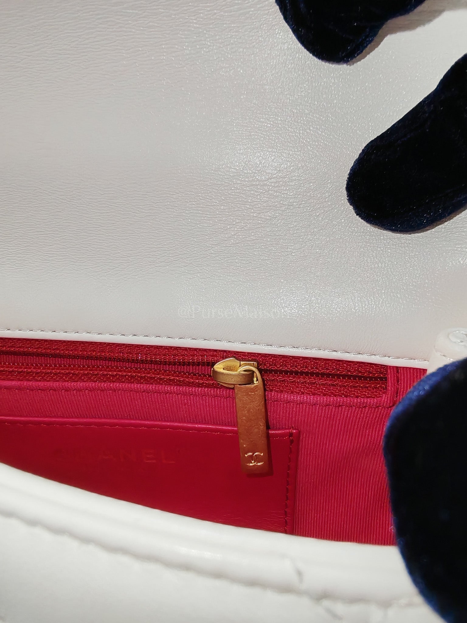 Single Flap Mini White Quilted Lambskin Leather in Aged Gold Hardware (Microchip) | Purse Maison Luxury Bags Shop