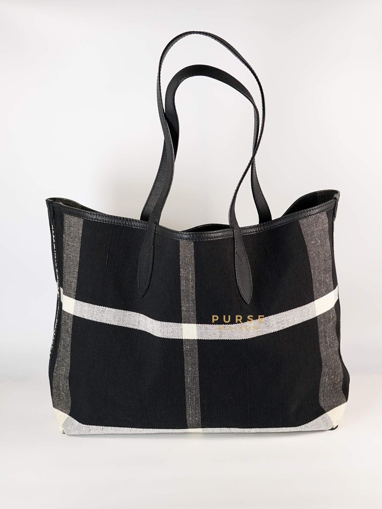 Sketchbook Reversible Medium Tote Bag in Black Coated Canvas Mega Check | Purse Maison Luxury Bags Shop