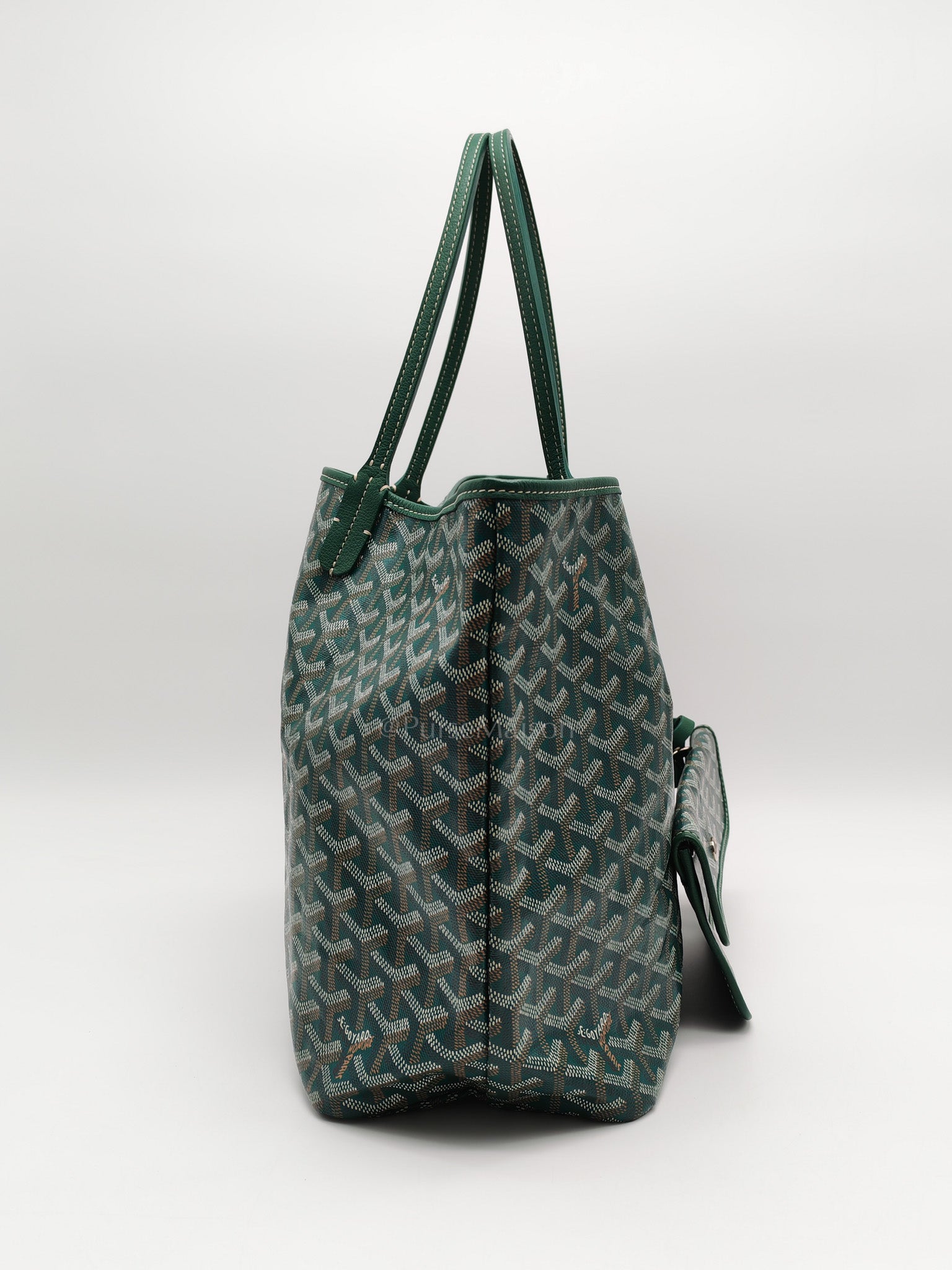 Saint Louis PM in Green Goyardine Canvas Tote Bag