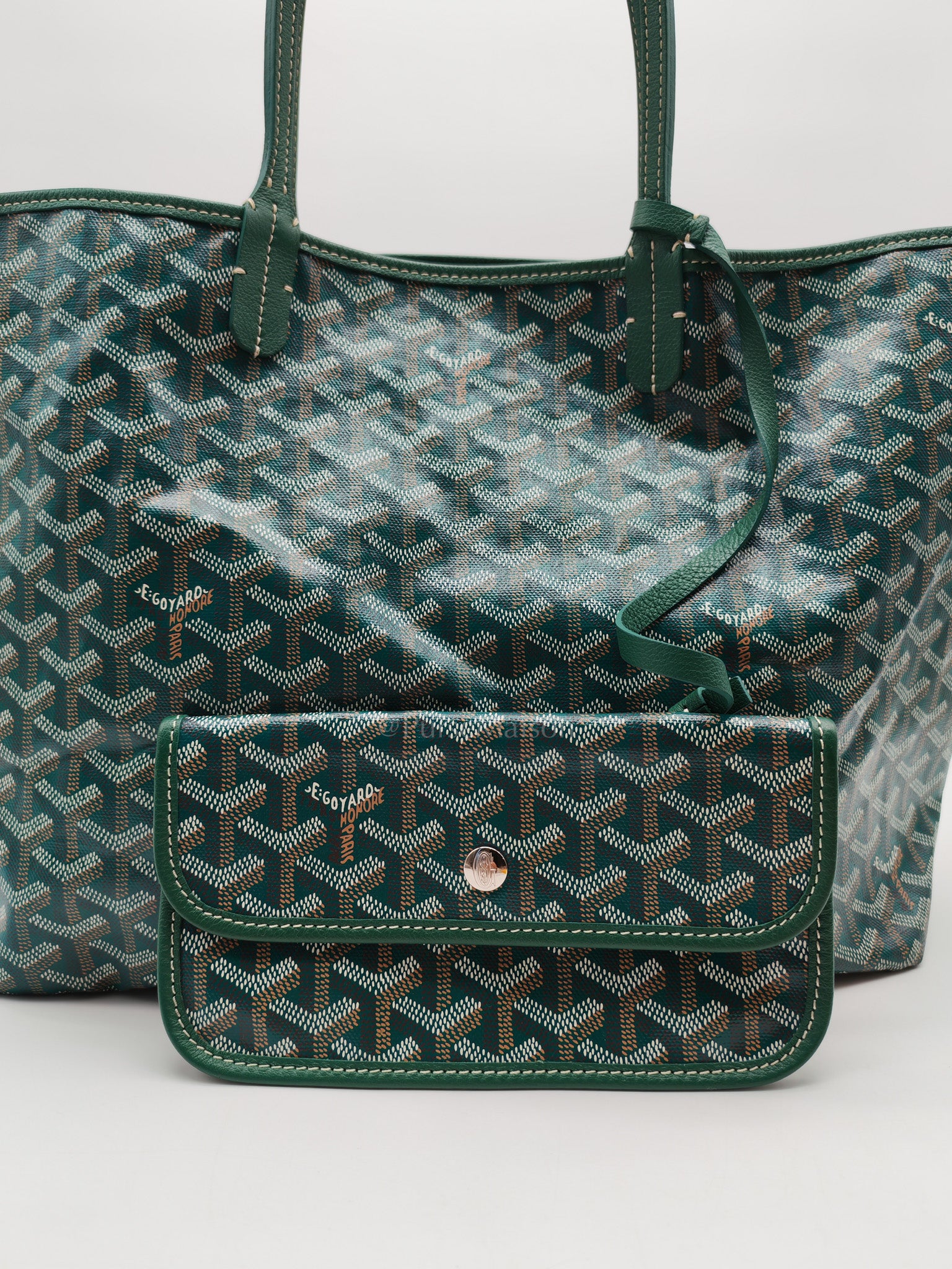 Saint Louis PM in Green Goyardine Canvas Tote Bag