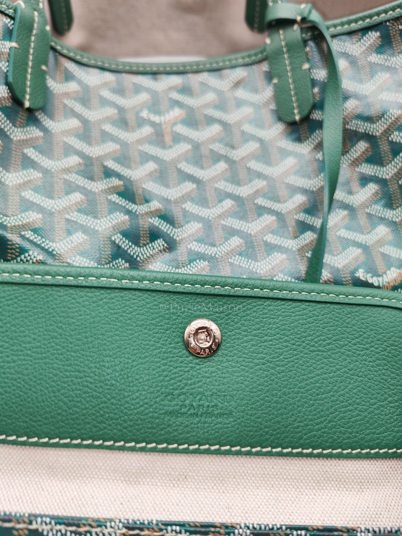 Saint Louis PM in Green Goyardine Canvas Tote Bag