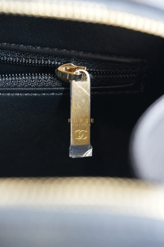 Small CC Filigree Never Ending Vanity Case in Black Goatskin Leather & Aged Gold Hardware Series 29 | Purse Maison Luxury Bags Shop