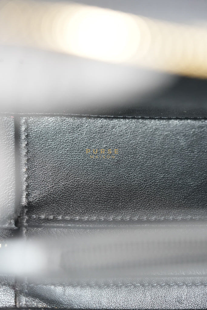 Small CC Filigree Never Ending Vanity Case in Black Goatskin Leather & Aged Gold Hardware Series 29 | Purse Maison Luxury Bags Shop