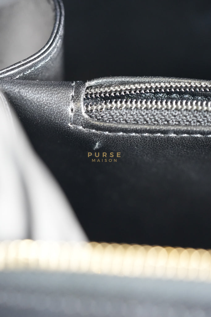 Small CC Filigree Never Ending Vanity Case in Black Goatskin Leather & Aged Gold Hardware Series 29 | Purse Maison Luxury Bags Shop