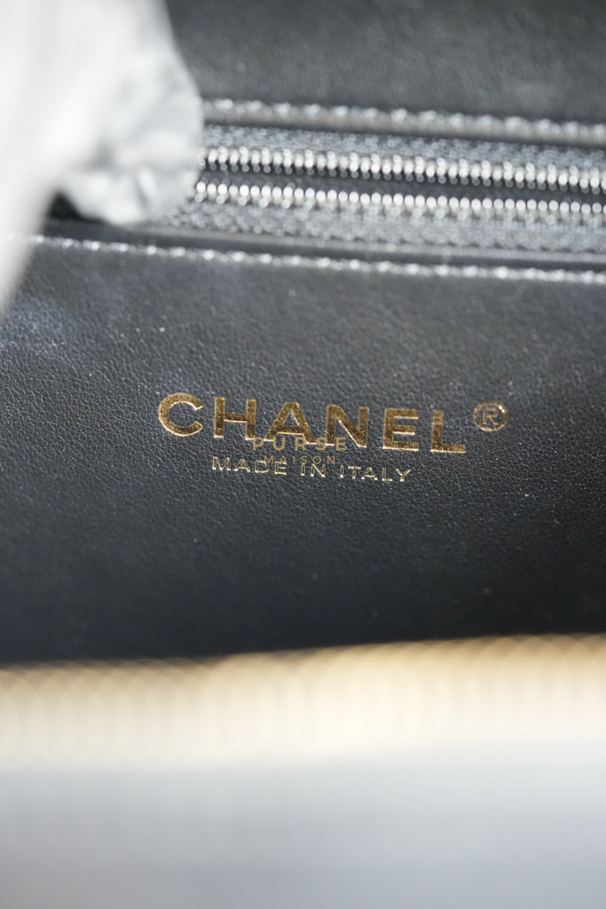 Small CC Filigree Never Ending Vanity Case in Black Goatskin Leather & Aged Gold Hardware Series 29 | Purse Maison Luxury Bags Shop