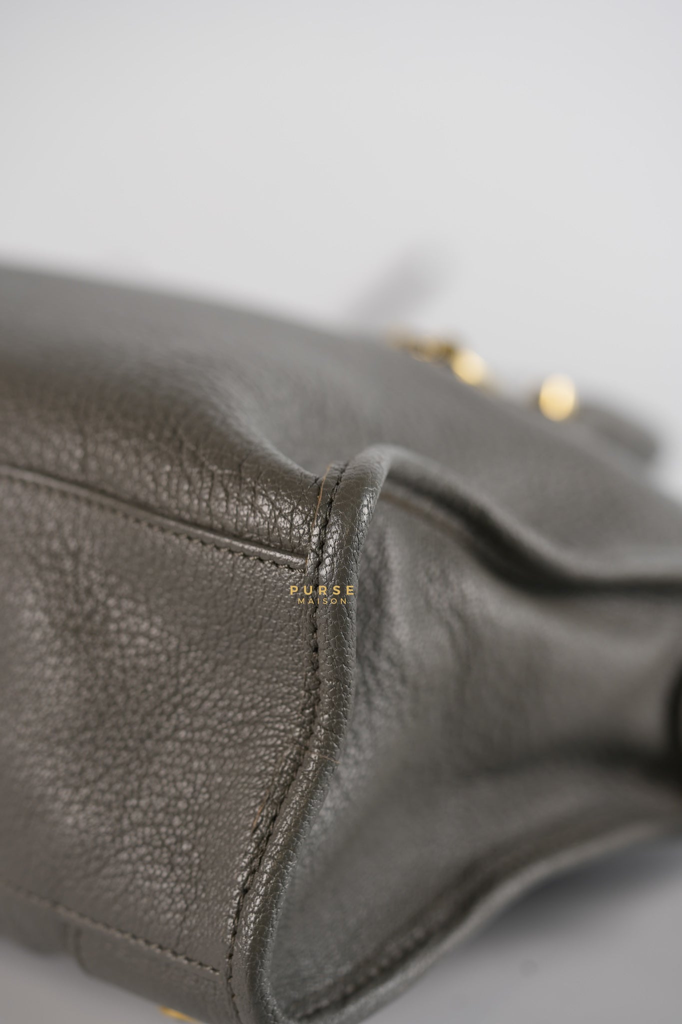 Small City Metallic Edge Bag in Gray Leather and Gold Hardware | Purse Maison Luxury Bags Shop