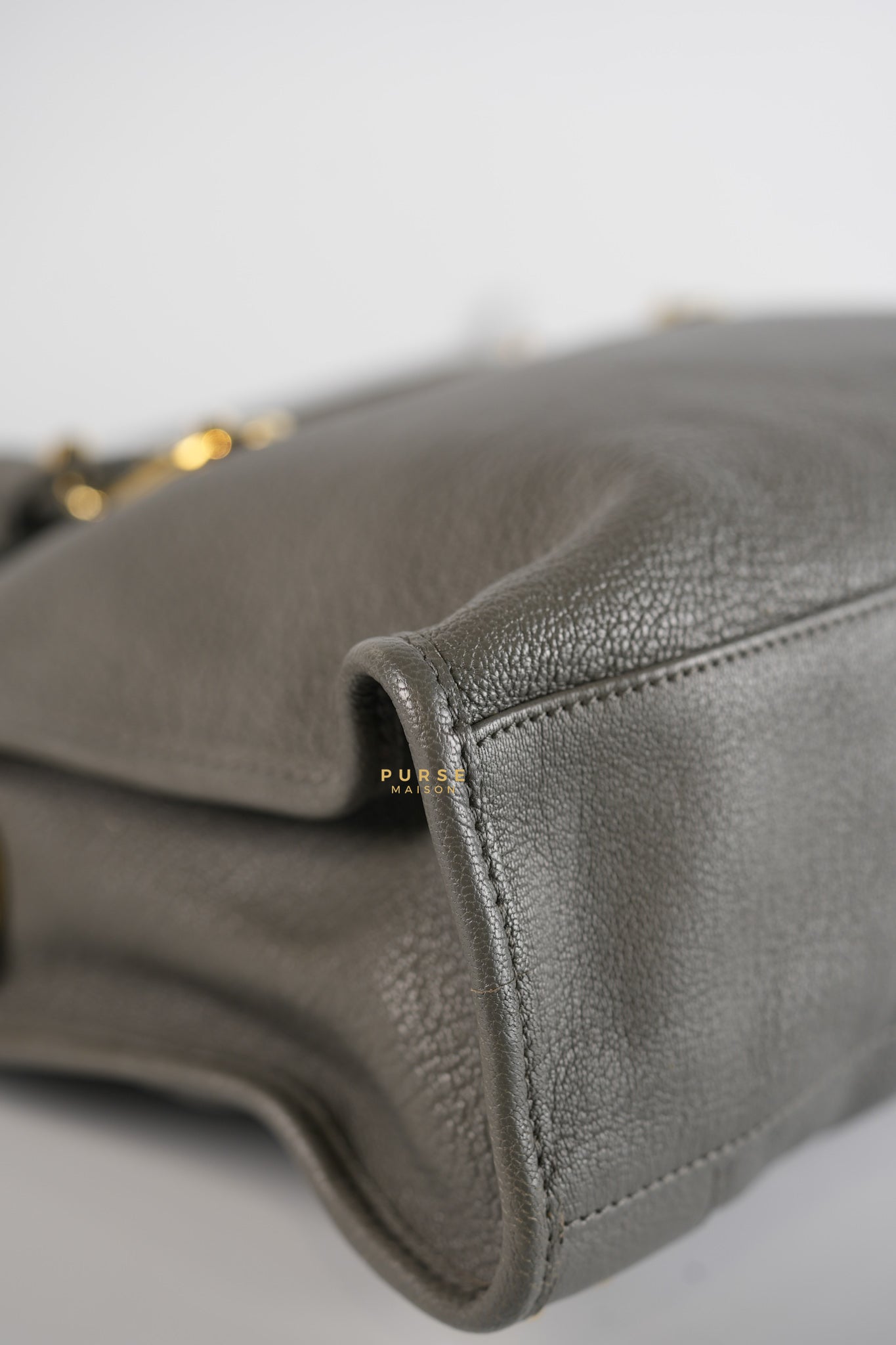 Small City Metallic Edge Bag in Gray Leather and Gold Hardware | Purse Maison Luxury Bags Shop