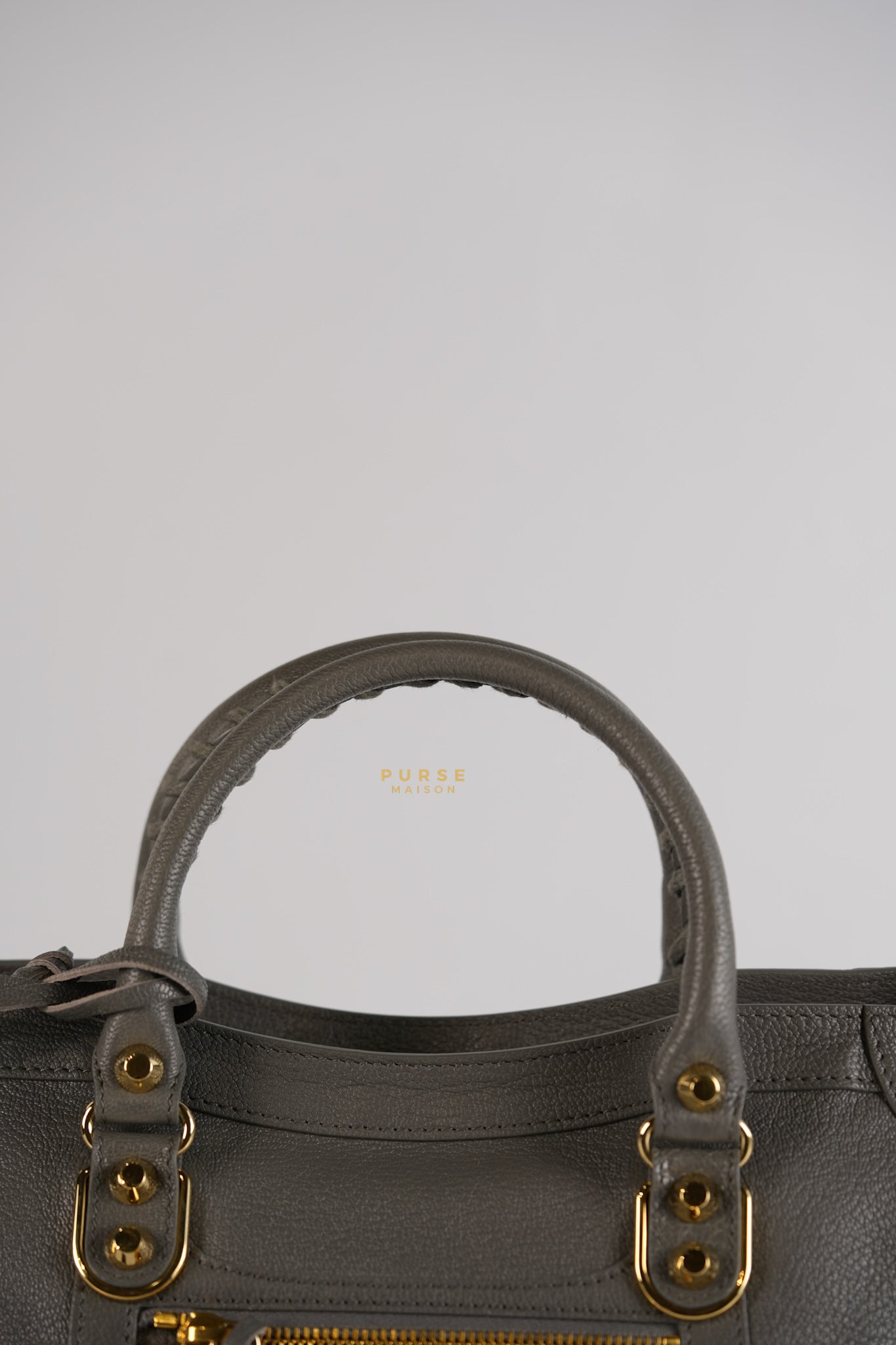 Small City Metallic Edge Bag in Gray Leather and Gold Hardware | Purse Maison Luxury Bags Shop