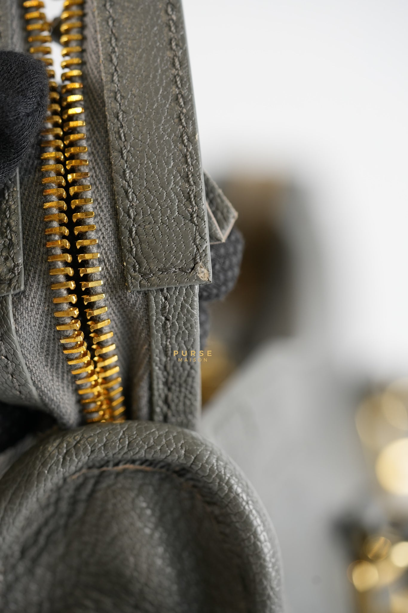 Small City Metallic Edge Bag in Gray Leather and Gold Hardware | Purse Maison Luxury Bags Shop