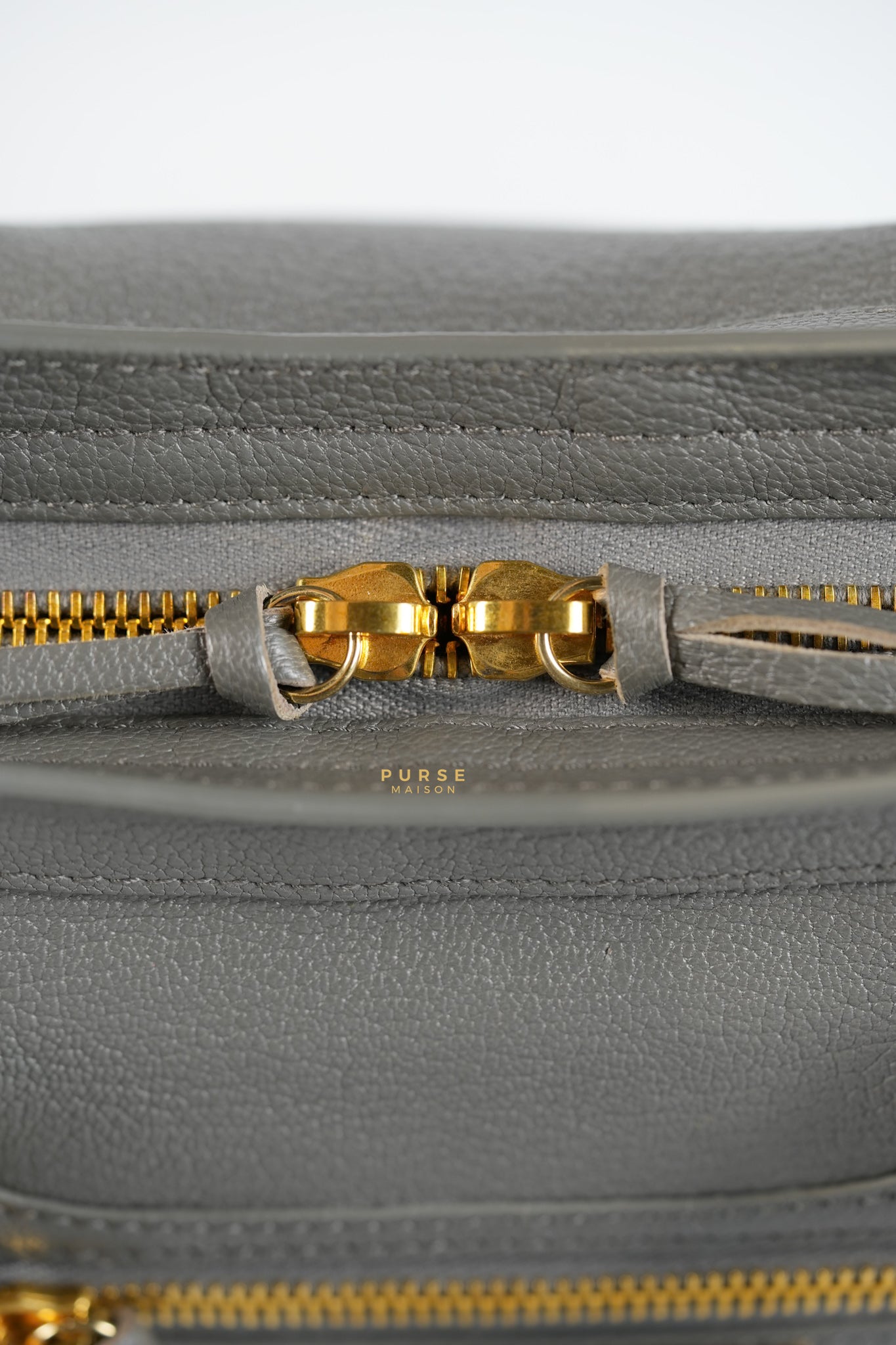 Small City Metallic Edge Bag in Gray Leather and Gold Hardware | Purse Maison Luxury Bags Shop