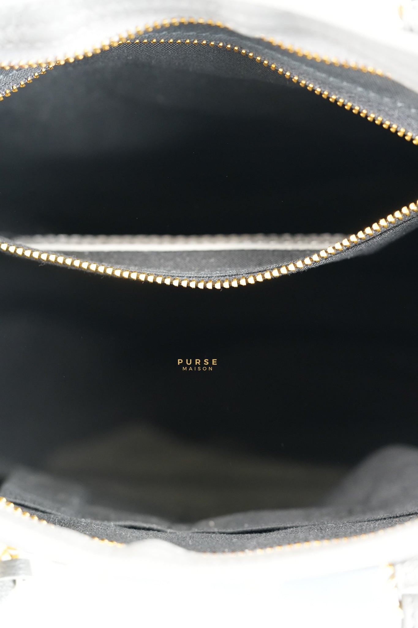 Small City Metallic Edge Bag in Gray Leather and Gold Hardware | Purse Maison Luxury Bags Shop