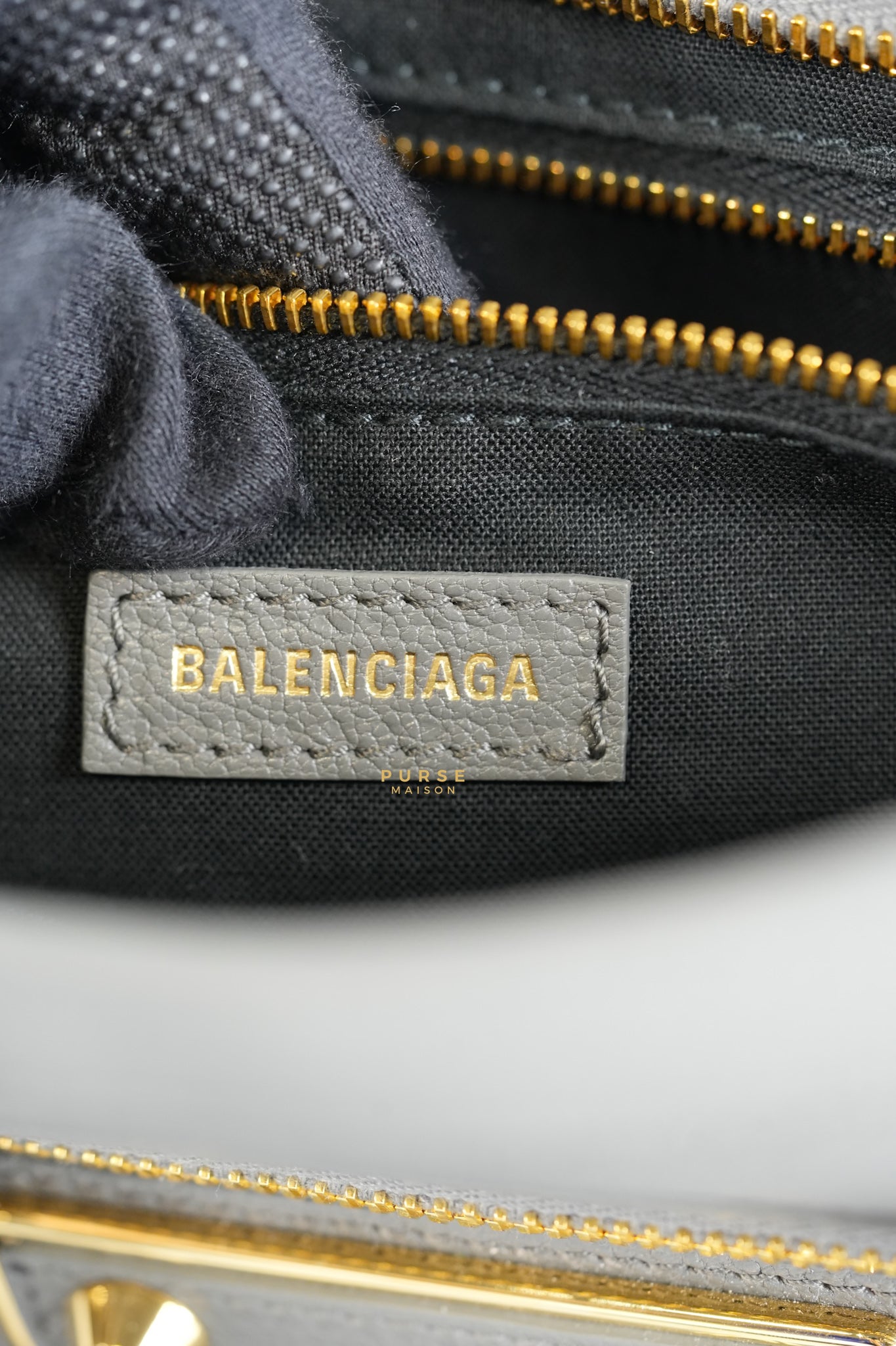 Small City Metallic Edge Bag in Gray Leather and Gold Hardware | Purse Maison Luxury Bags Shop