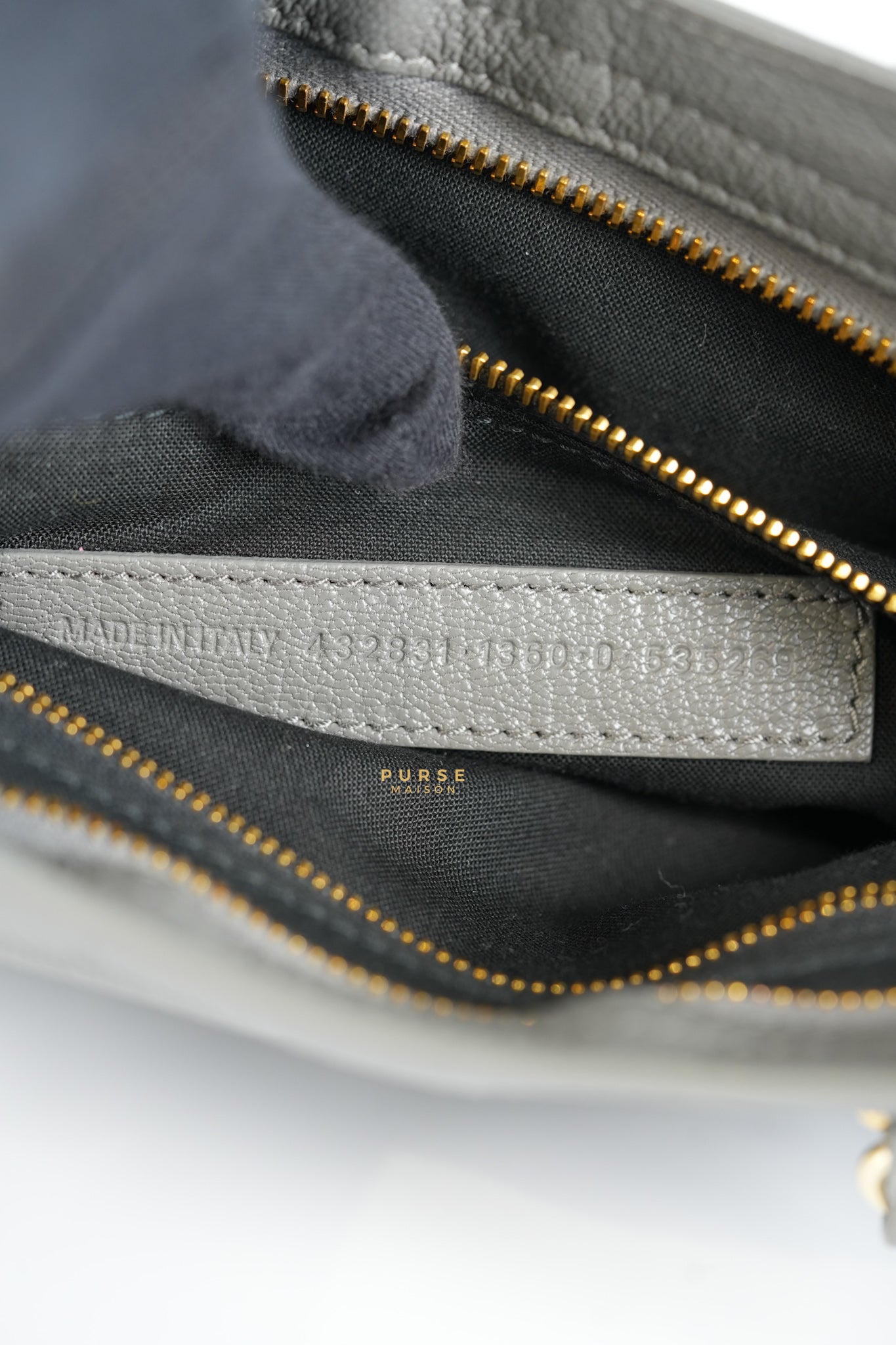 Small City Metallic Edge Bag in Gray Leather and Gold Hardware | Purse Maison Luxury Bags Shop