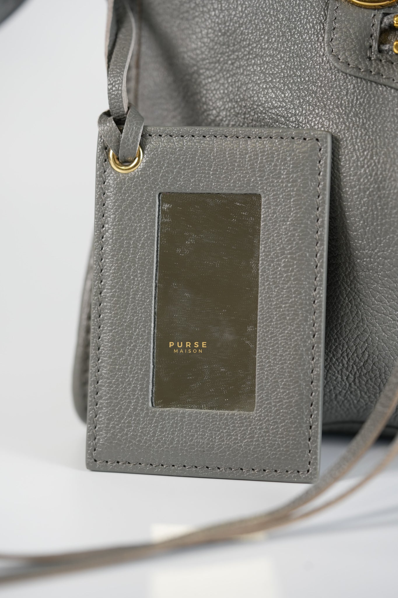 Small City Metallic Edge Bag in Gray Leather and Gold Hardware | Purse Maison Luxury Bags Shop