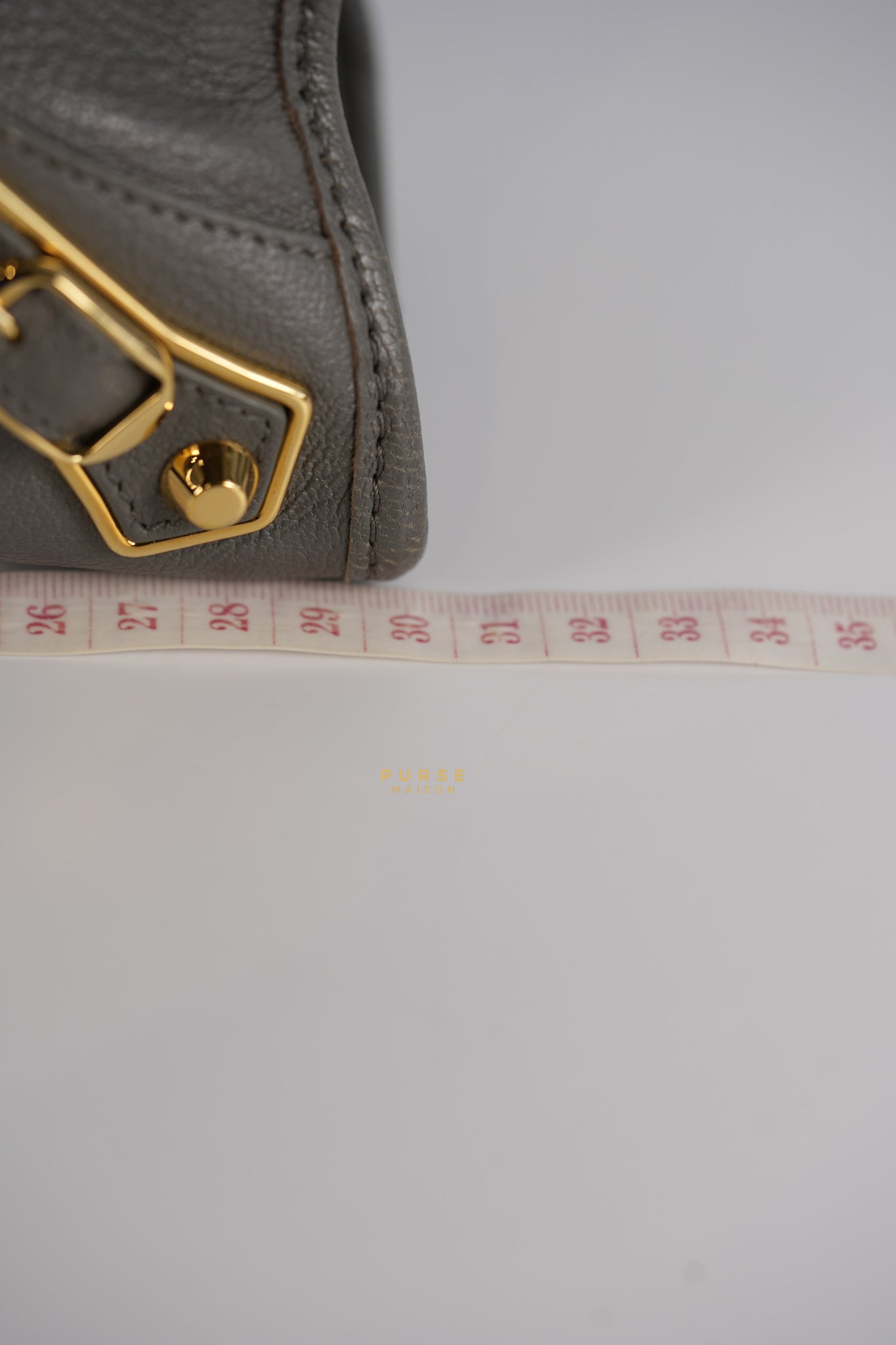 Small City Metallic Edge Bag in Gray Leather and Gold Hardware | Purse Maison Luxury Bags Shop
