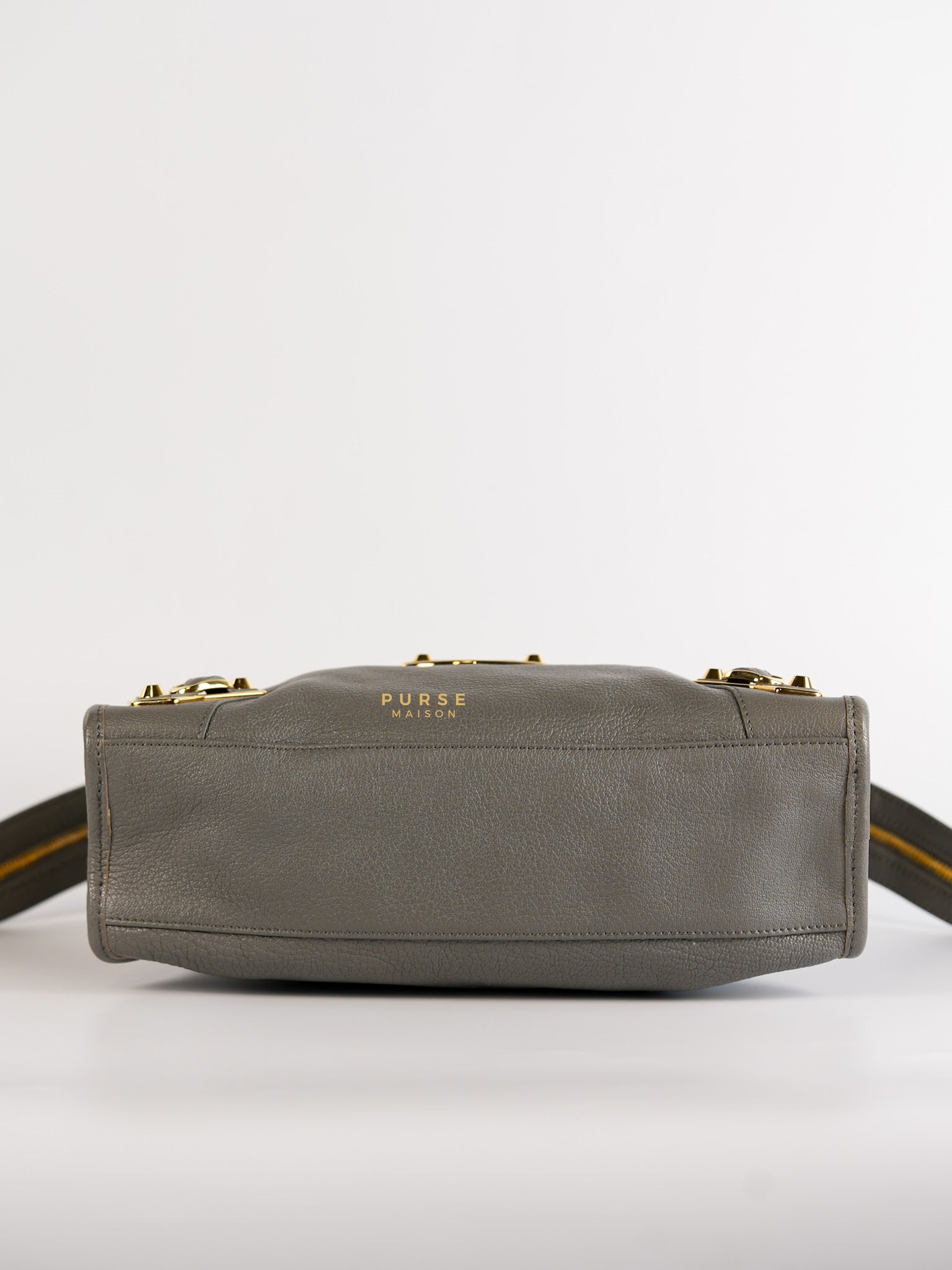 Small City Metallic Edge Bag in Gray Leather and Gold Hardware | Purse Maison Luxury Bags Shop