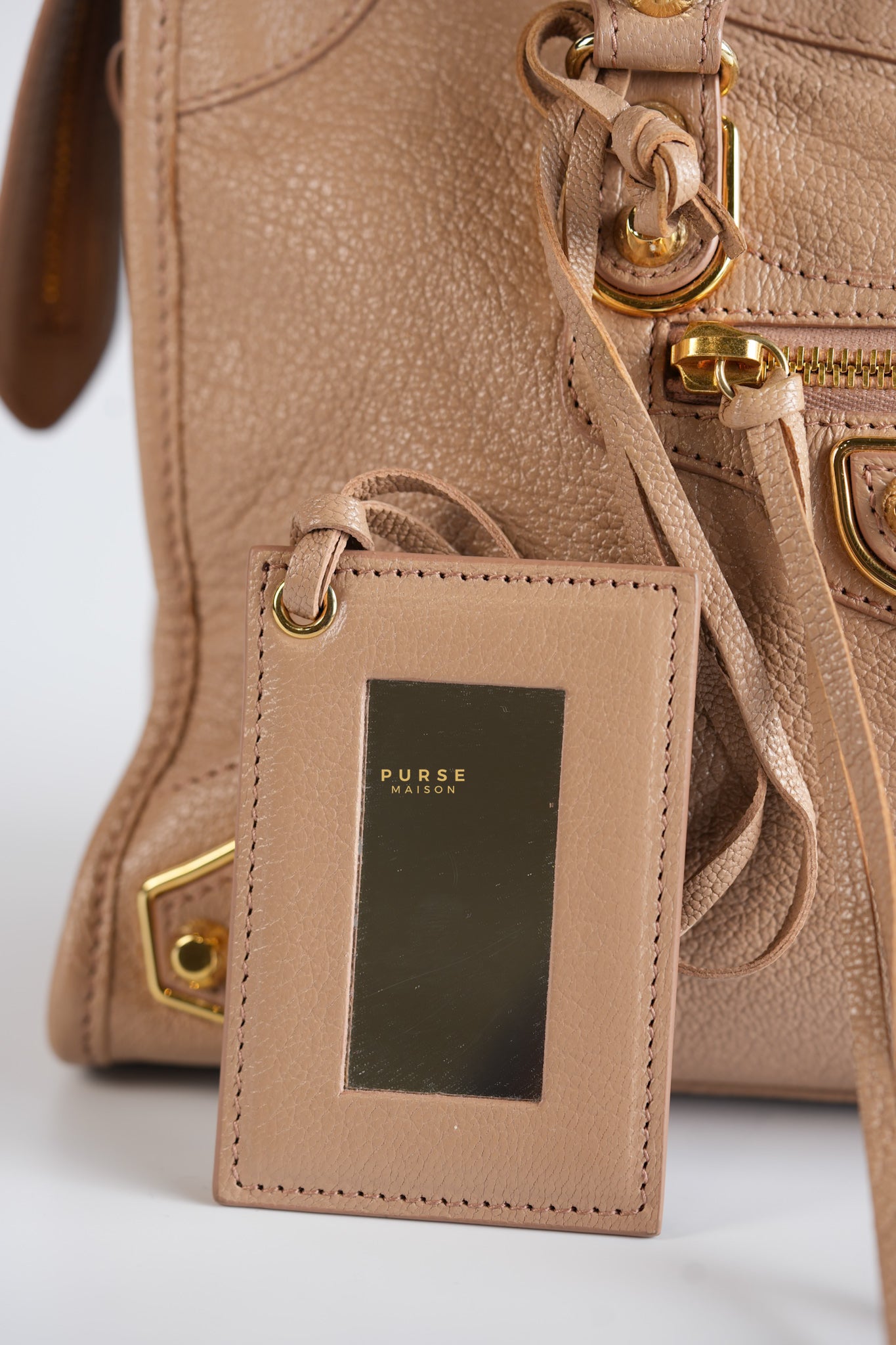 Small Classic City Sahara Beige Metallic Edge Crossbody Bag | Purse Maison Luxury Bags Shop
