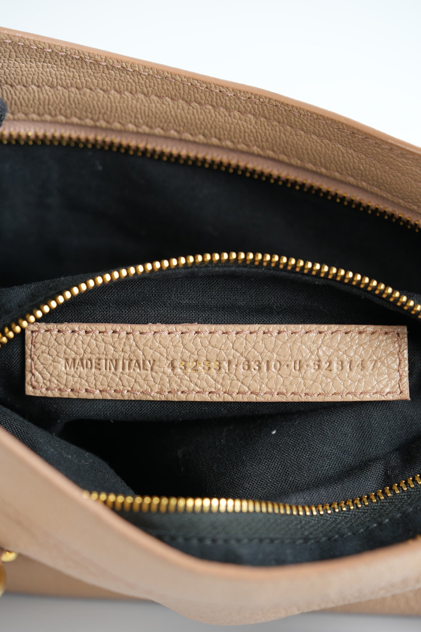 Small Classic City Sahara Beige Metallic Edge Crossbody Bag | Purse Maison Luxury Bags Shop