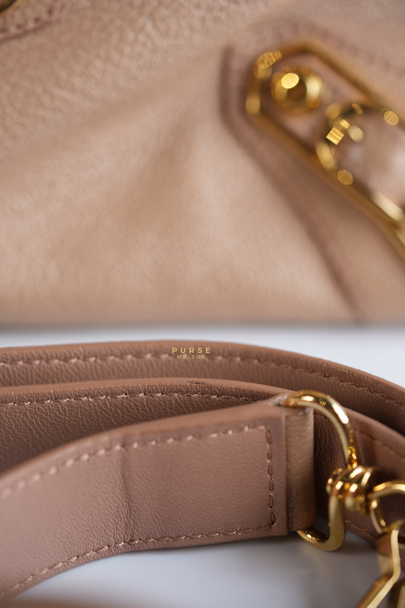 Small Classic City Sahara Beige Metallic Edge Crossbody Bag | Purse Maison Luxury Bags Shop