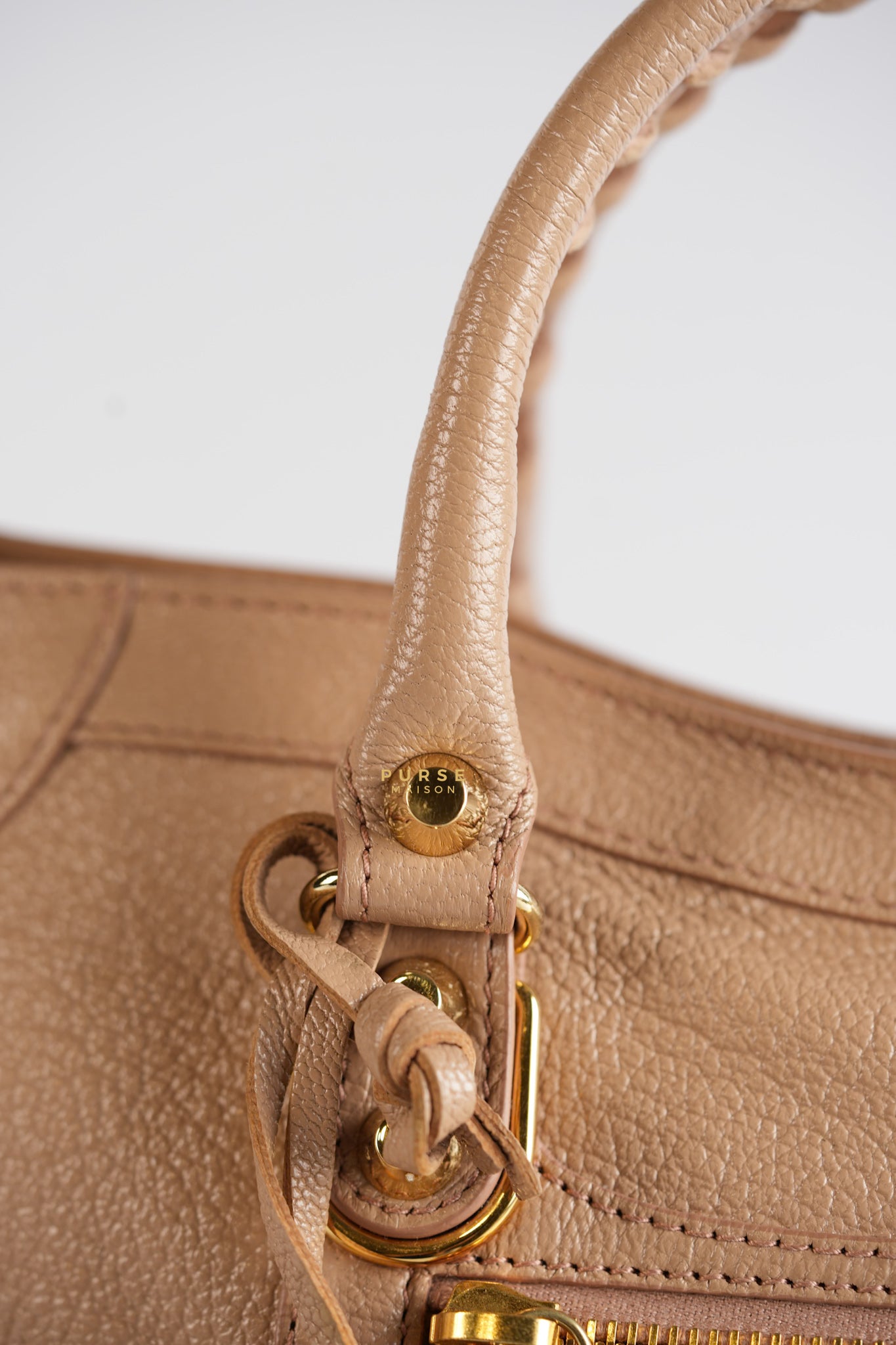 Small Classic City Sahara Beige Metallic Edge Crossbody Bag | Purse Maison Luxury Bags Shop