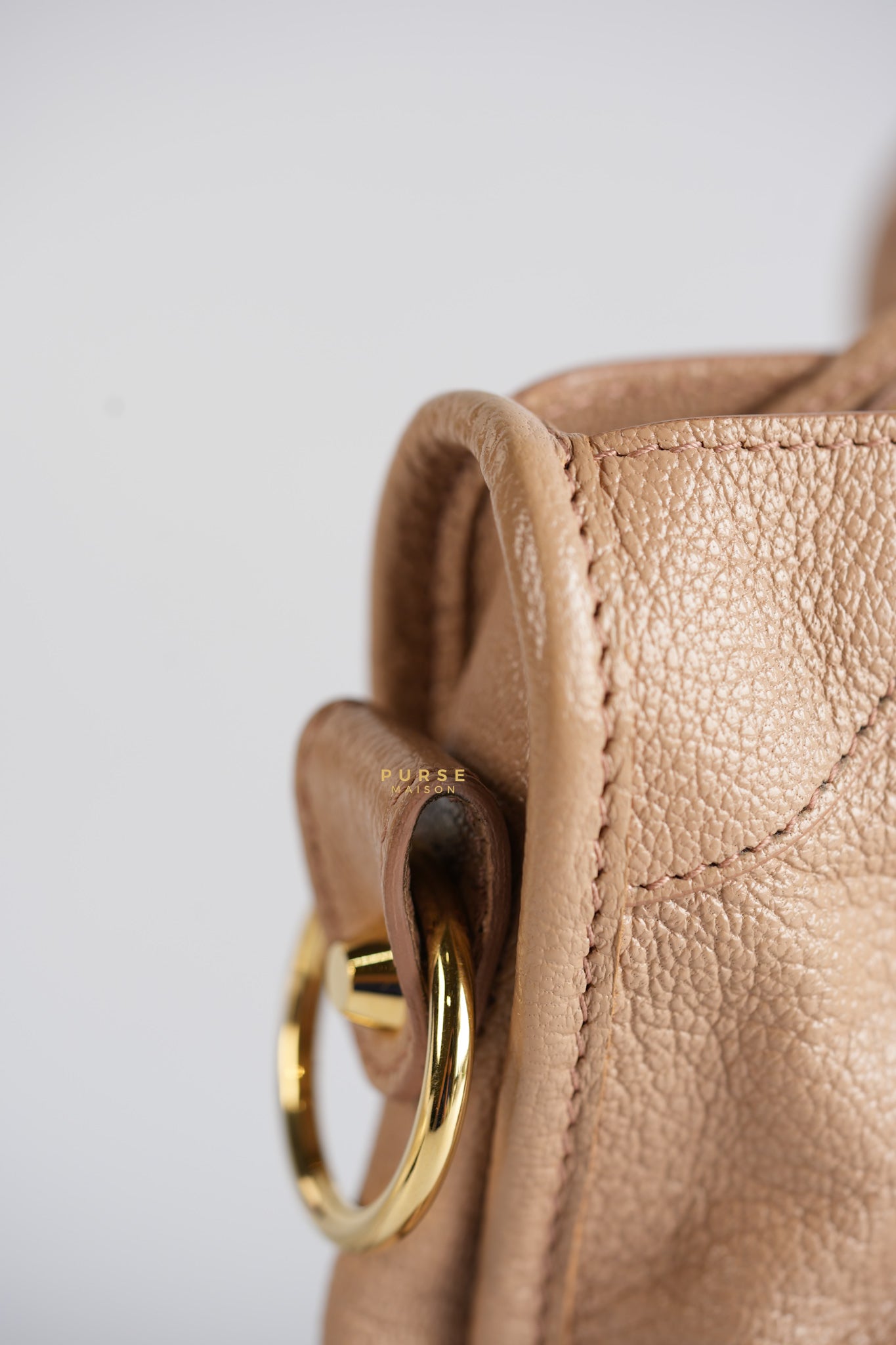 Small Classic City Sahara Beige Metallic Edge Crossbody Bag | Purse Maison Luxury Bags Shop