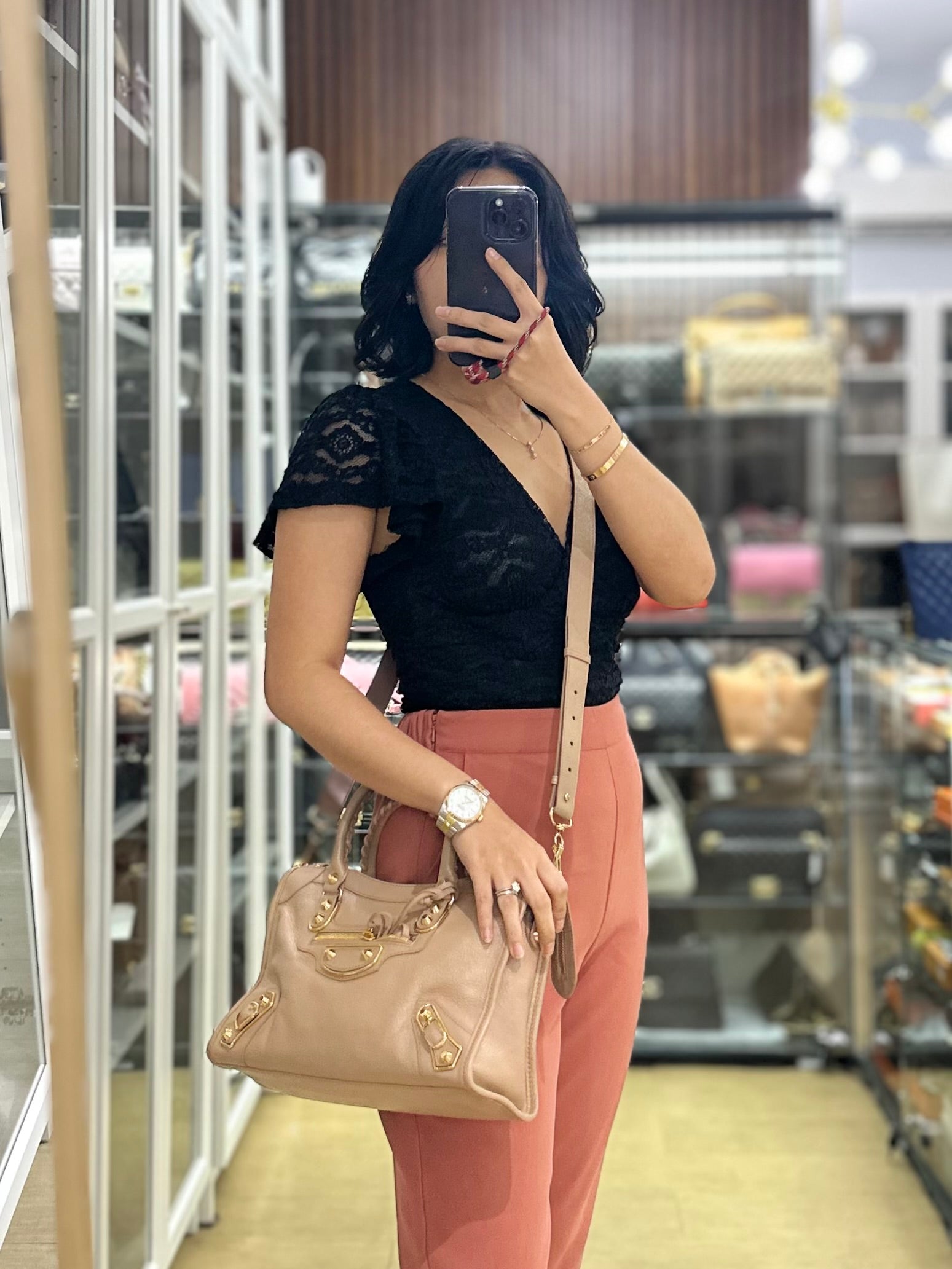 Small Classic City Sahara Beige Metallic Edge Crossbody Bag | Purse Maison Luxury Bags Shop