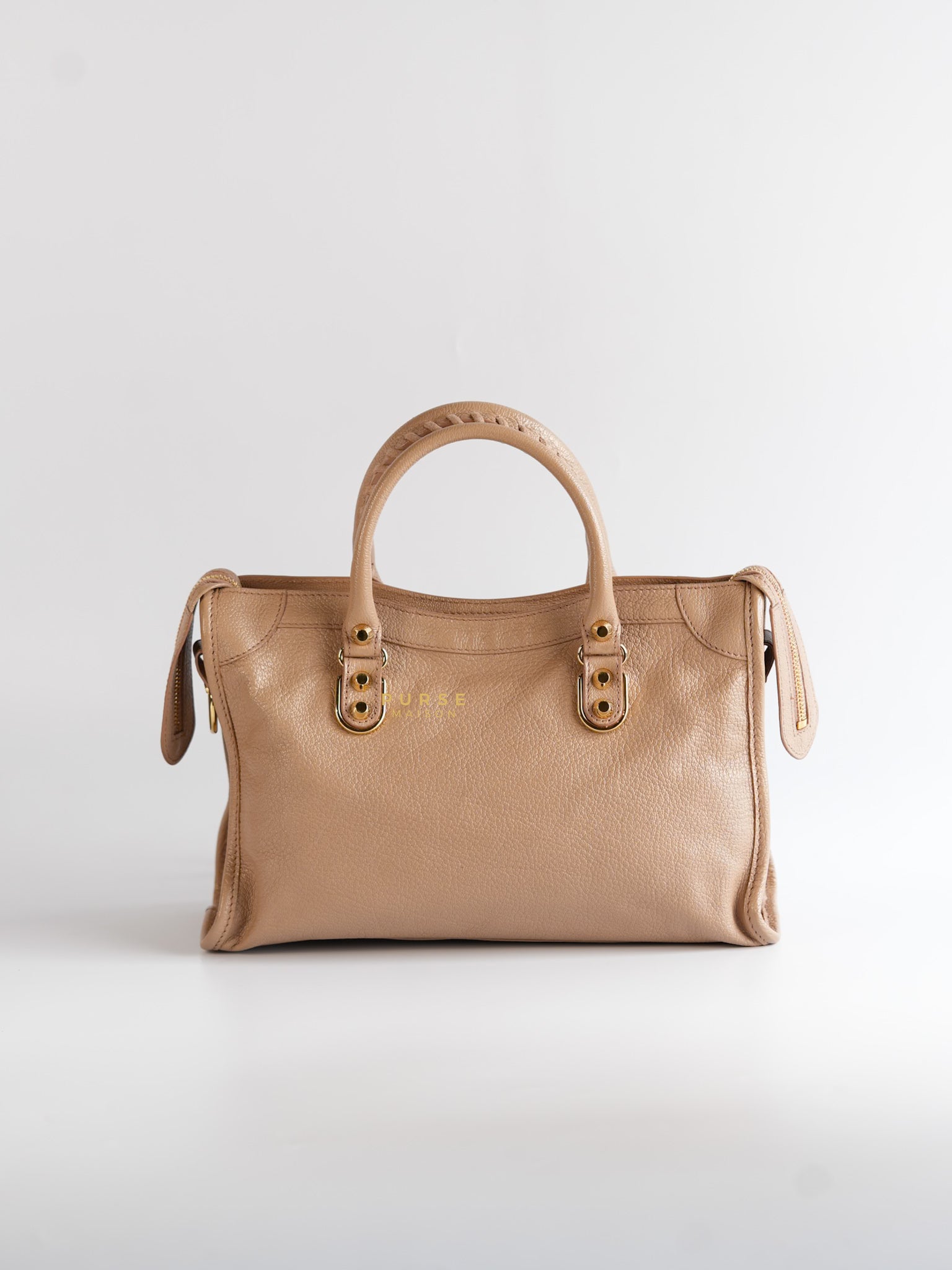 Small Classic City Sahara Beige Metallic Edge Crossbody Bag | Purse Maison Luxury Bags Shop