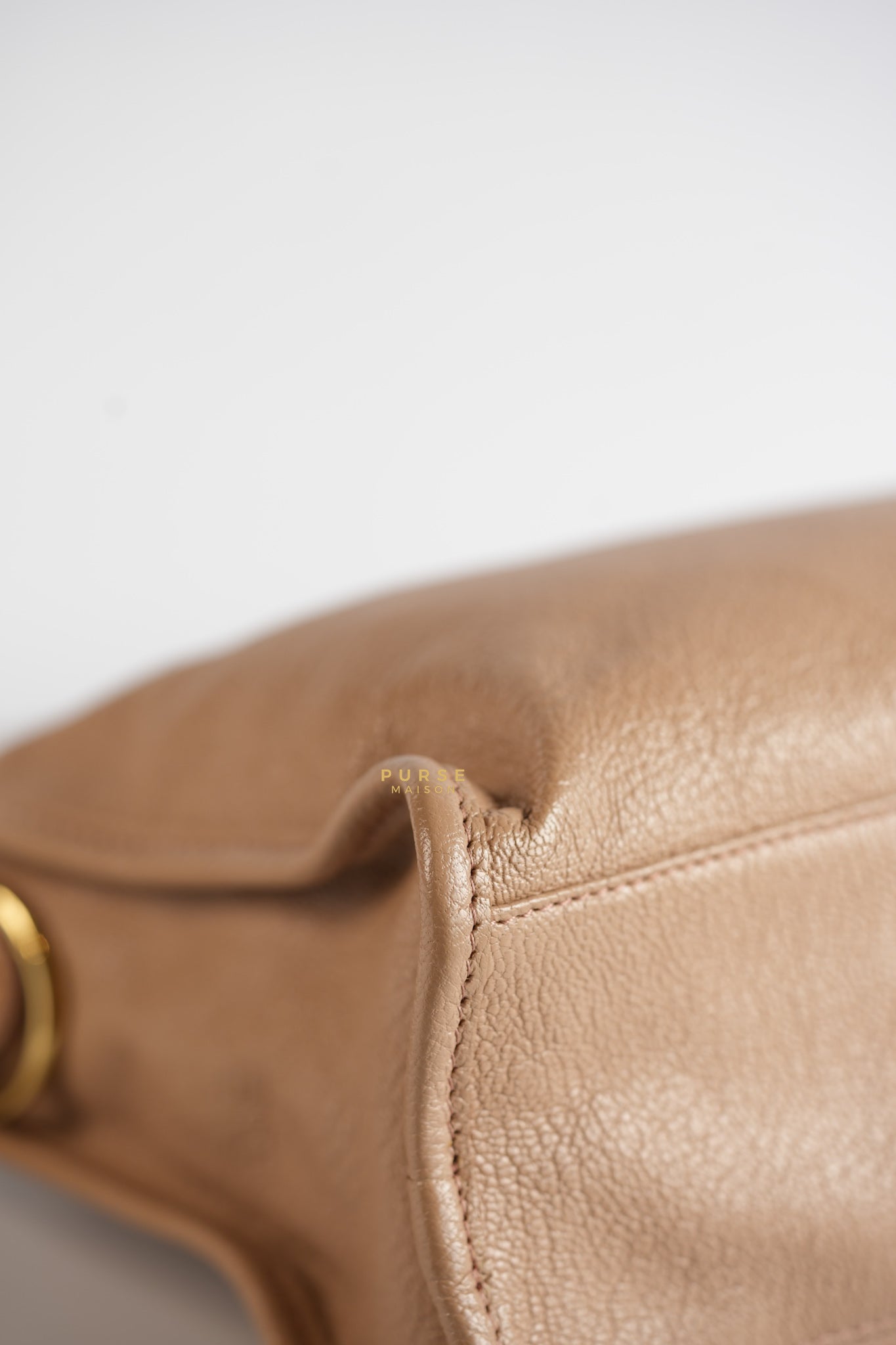 Small Classic City Sahara Beige Metallic Edge Crossbody Bag | Purse Maison Luxury Bags Shop