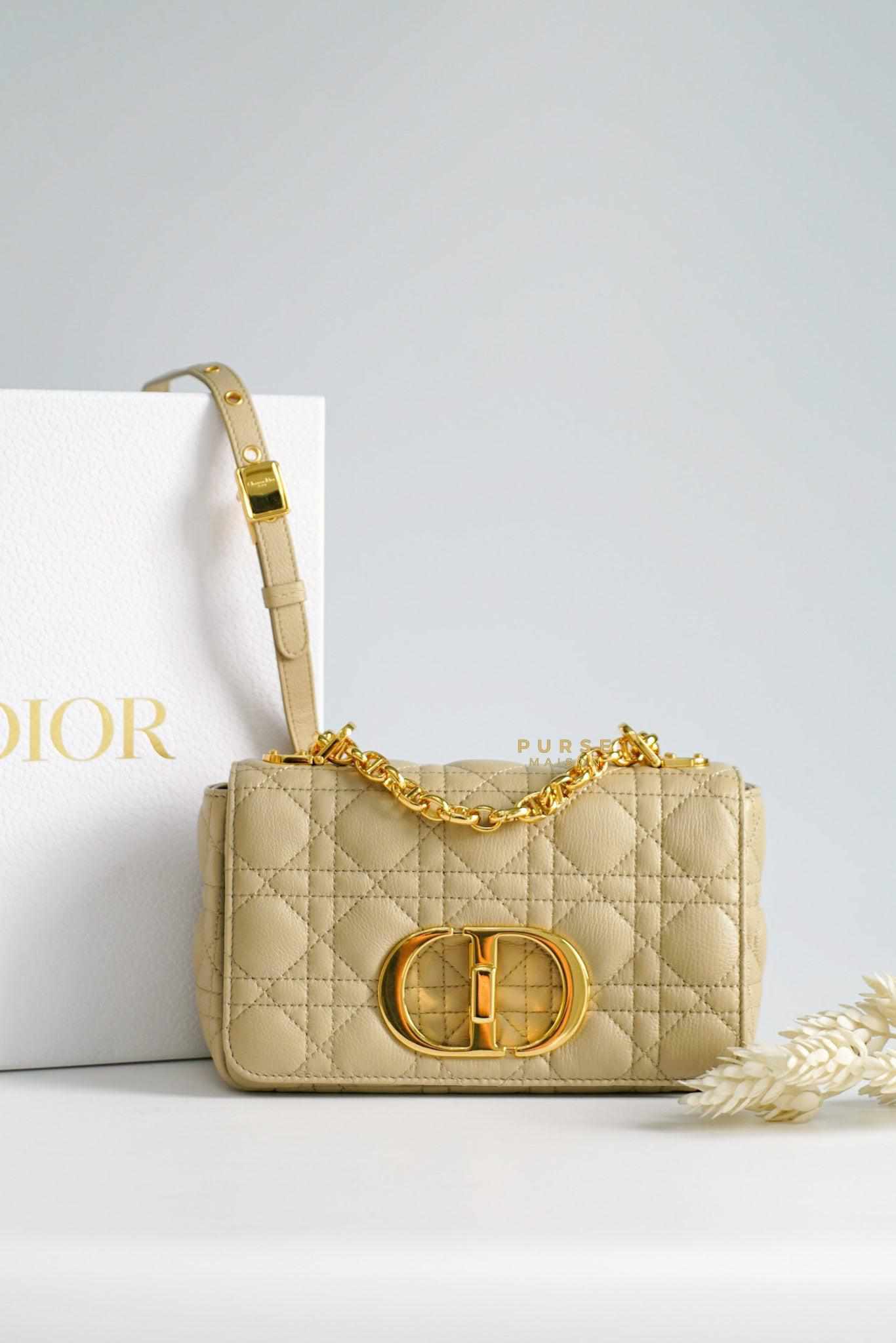 Christian Dior Small Dior Caro Bag Light Beige Quilt Calfskin Leather