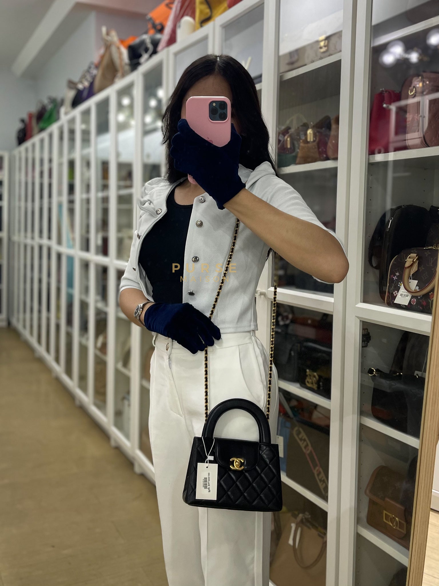 Kelly Top Handle Small in Black Quilted Calfskin Leather & Gold Hardware(Microchip)