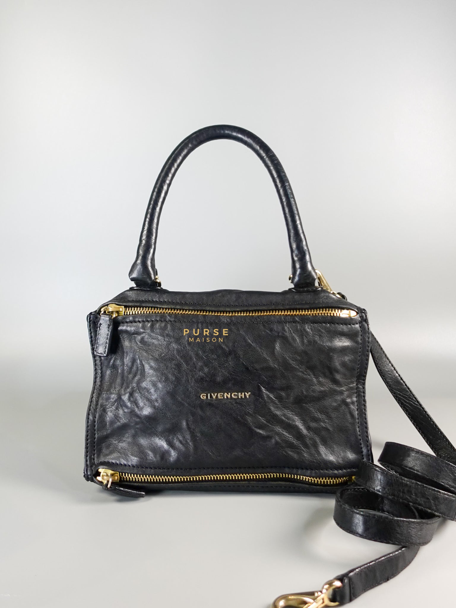 Small Pandora Bag in Black Leather | Purse Maison Luxury Bags Shop