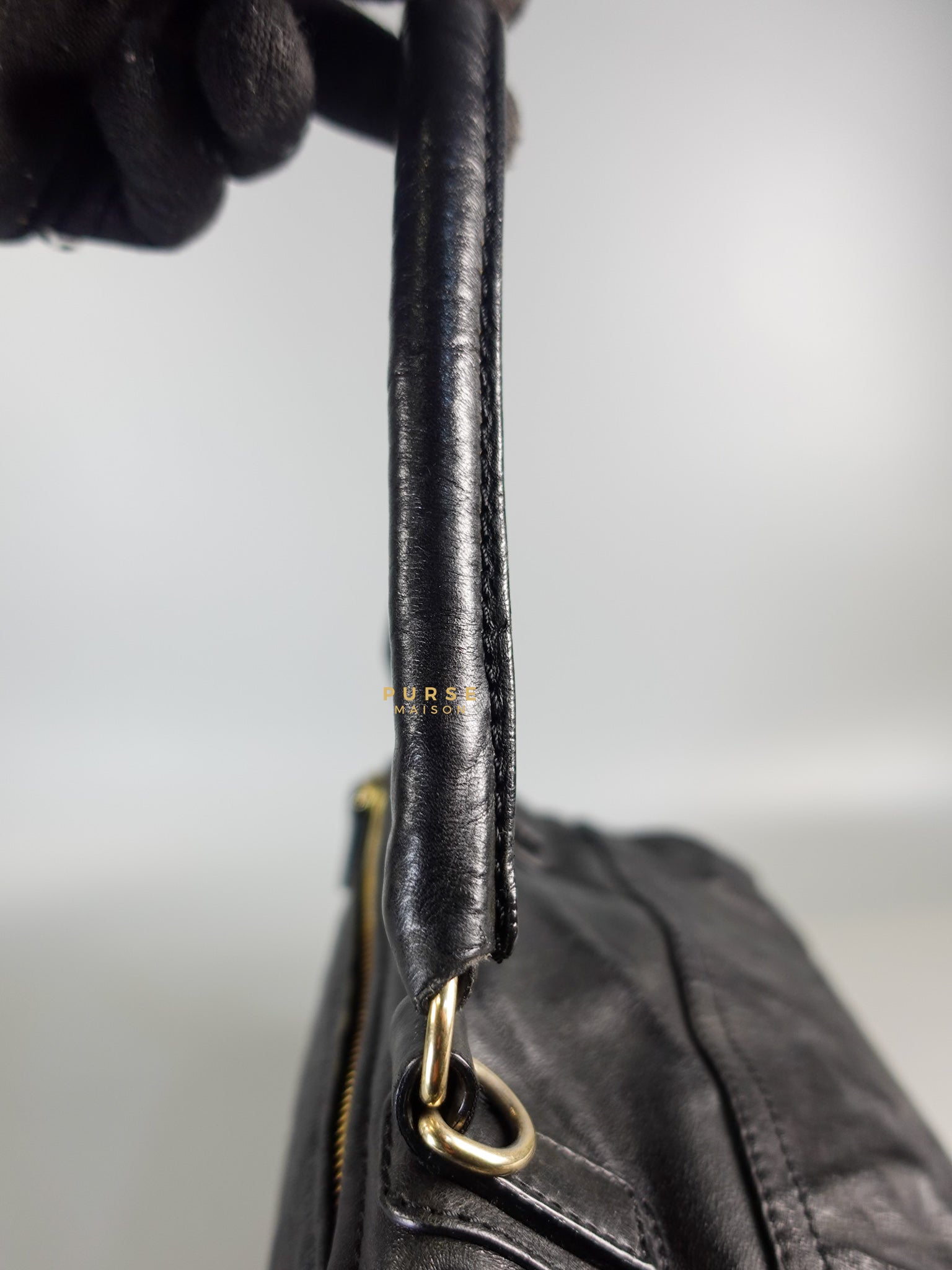 Small Pandora Bag in Black Leather | Purse Maison Luxury Bags Shop