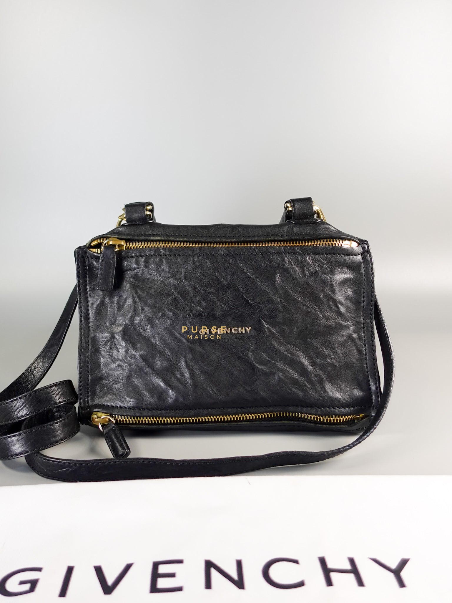 Small Pandora Bag in Black Leather | Purse Maison Luxury Bags Shop