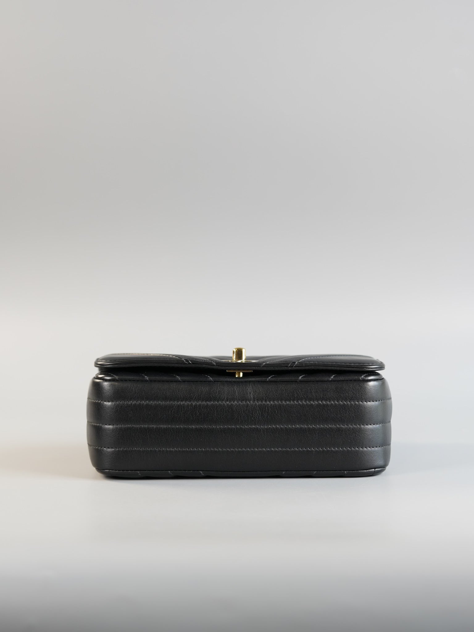 Small Statement Flap Chevron Black Calfskin Leather & Gold Hardware Series 26 | Purse Maison Luxury Bags Shop